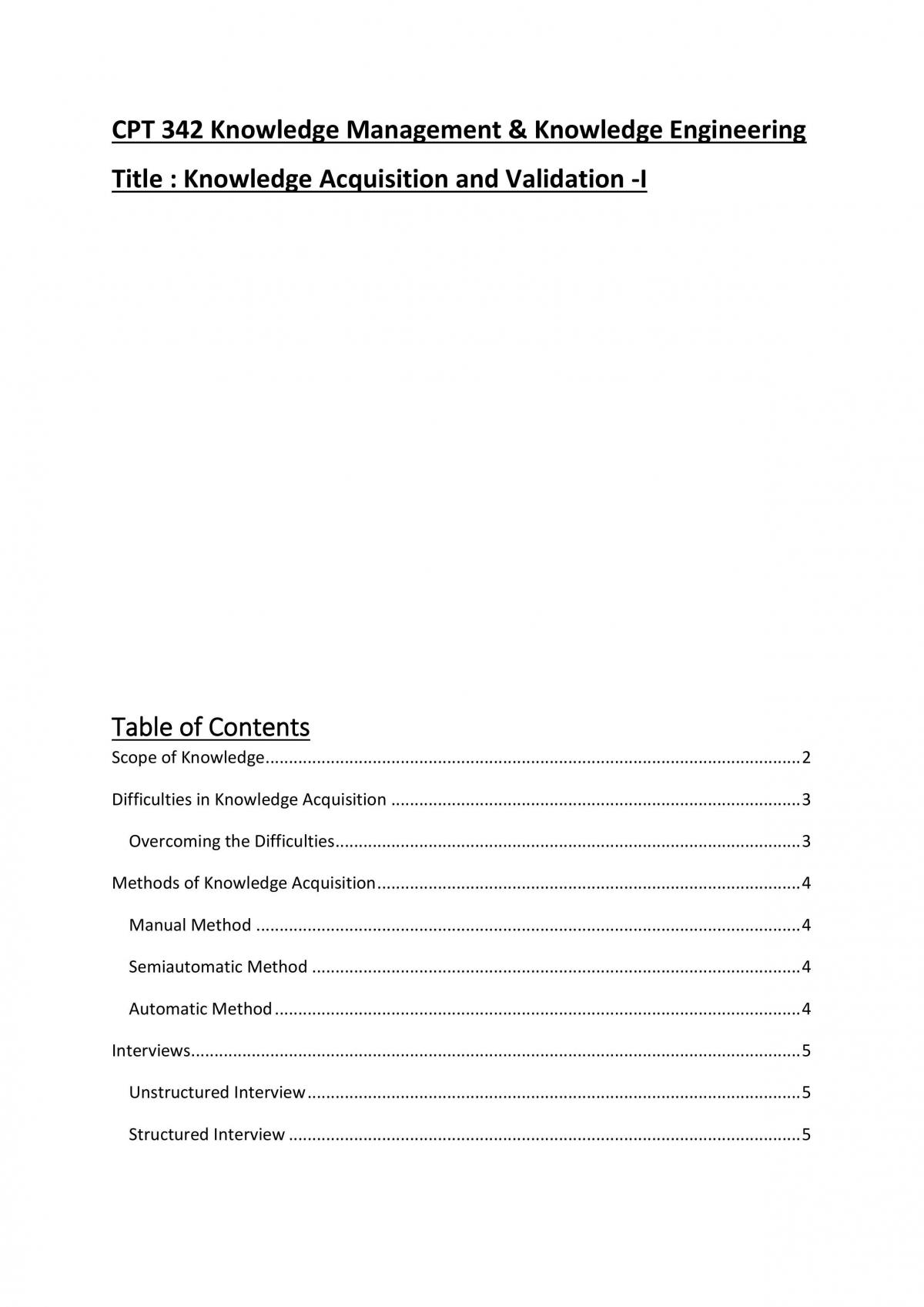 CPT342- Knowledge Acquisition and Validation -I - Page 1