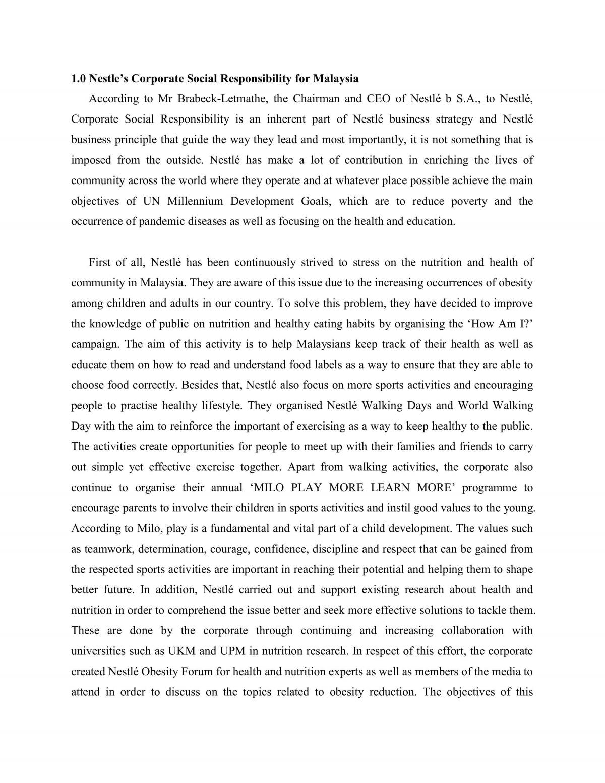 Analysis of Nestle  - Page 1