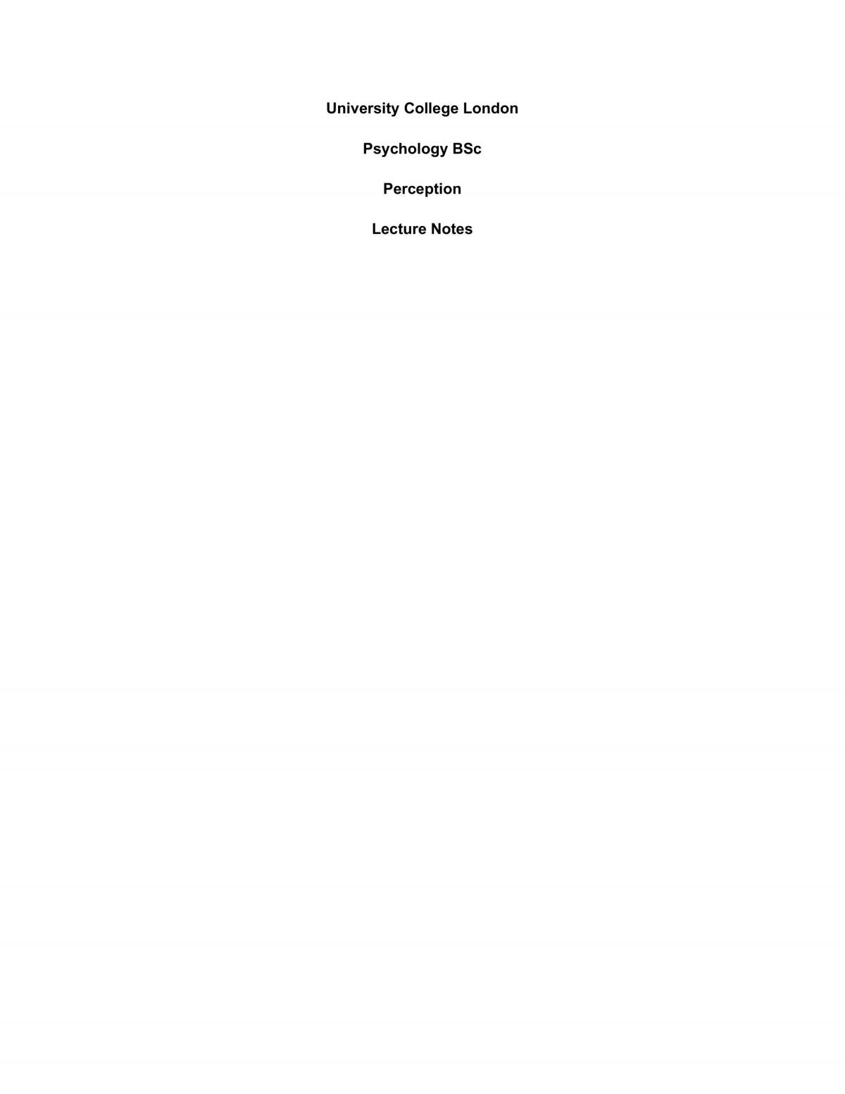 Perception, Attention and Action Notes - Page 1
