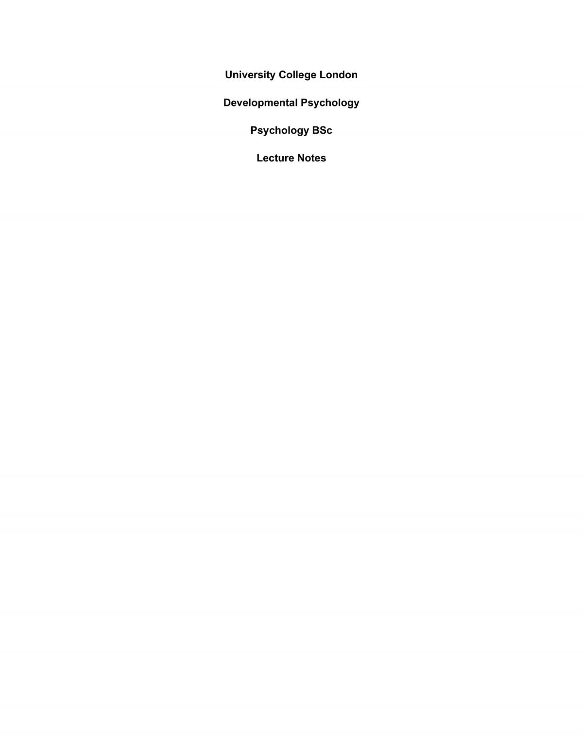 Developmental Psychology Notes - Page 1