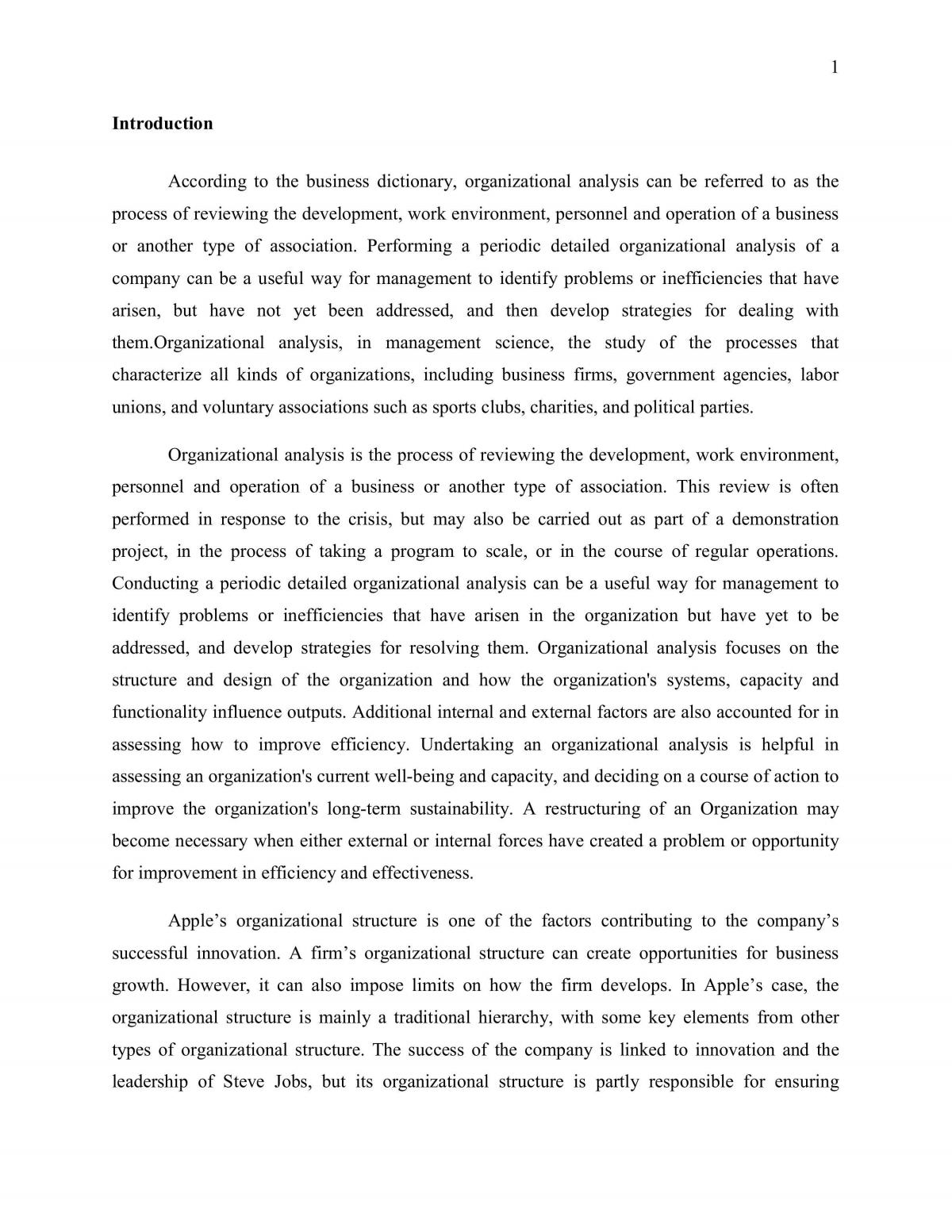 Analysis of Apple  - Page 1