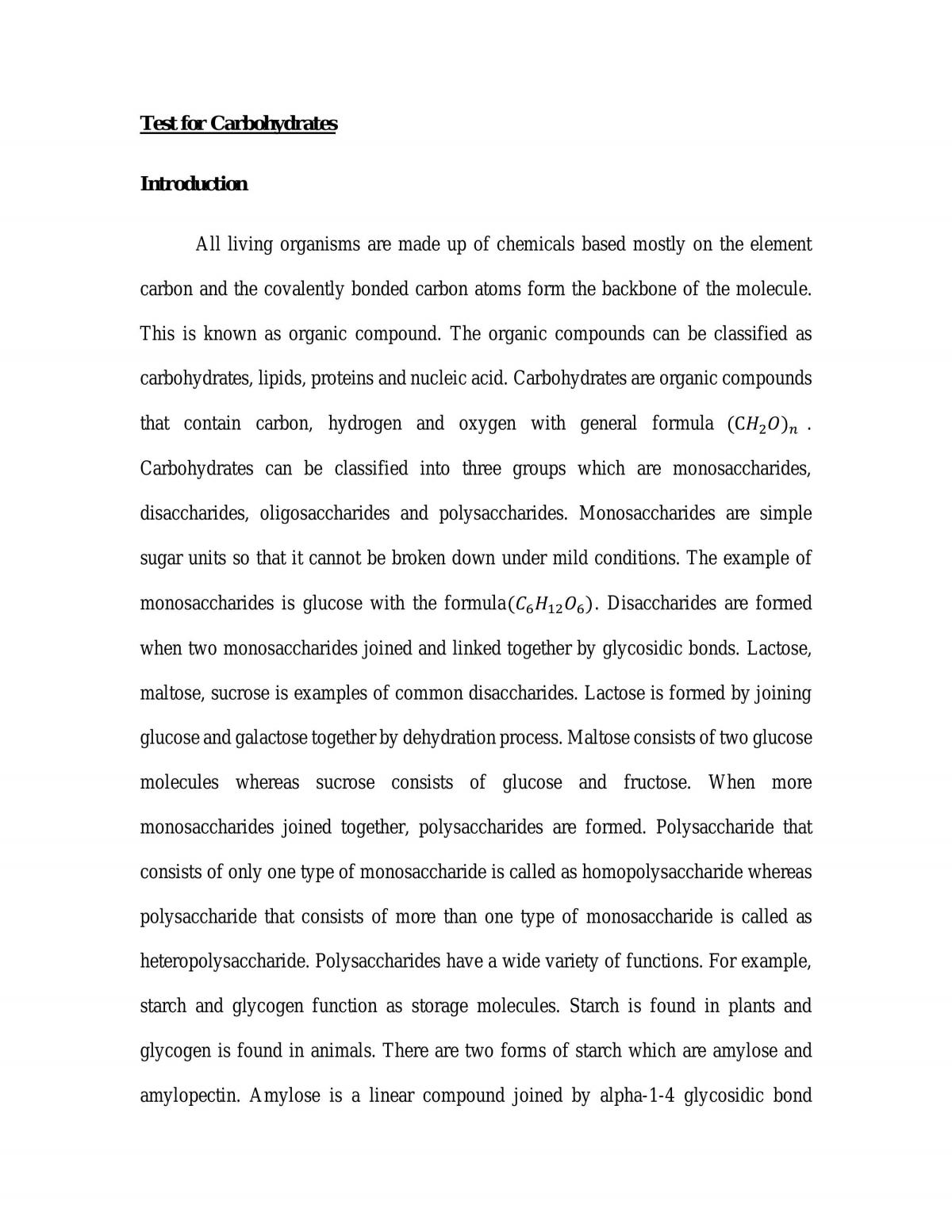 Test for Carbohydrates - Page 1