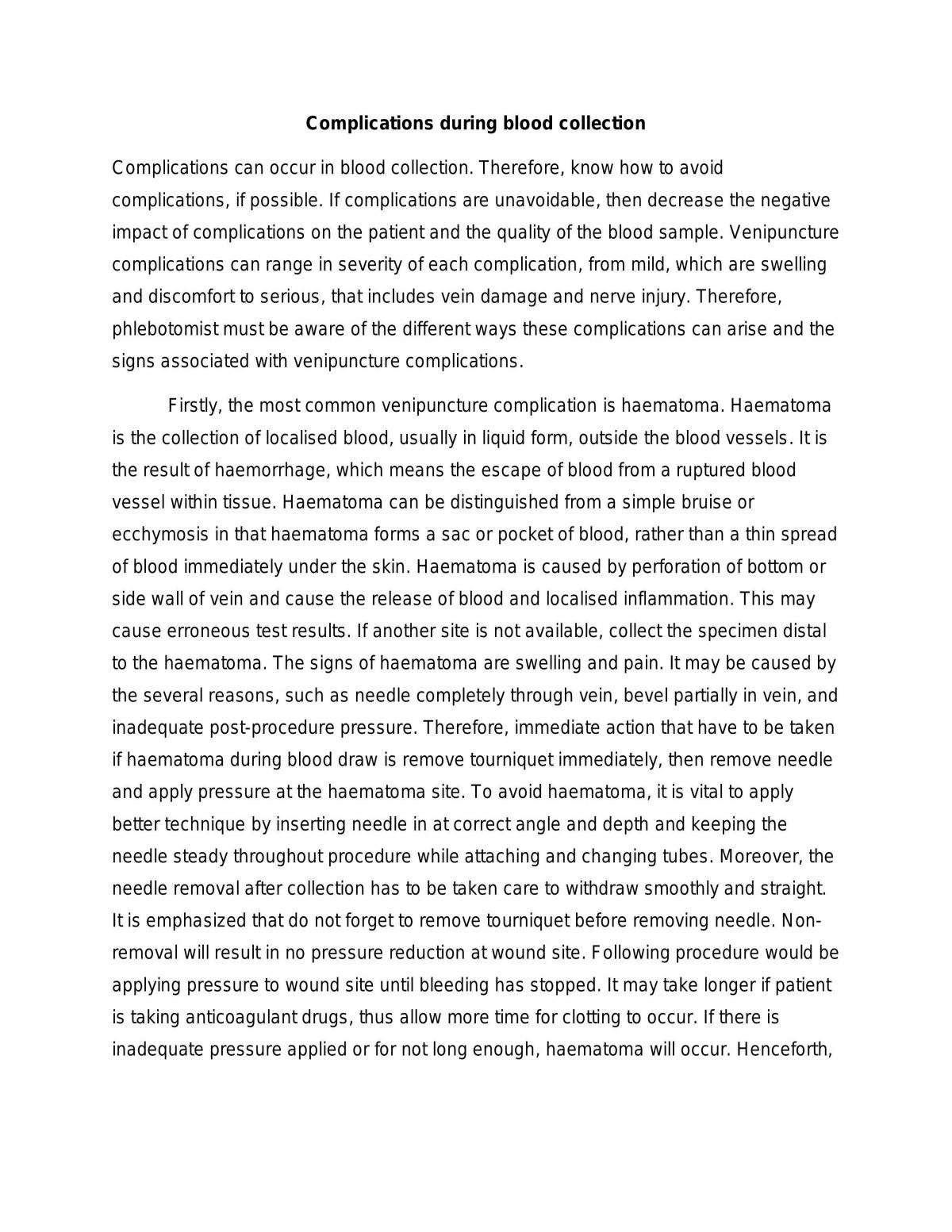 Complications during blood collection - Page 1