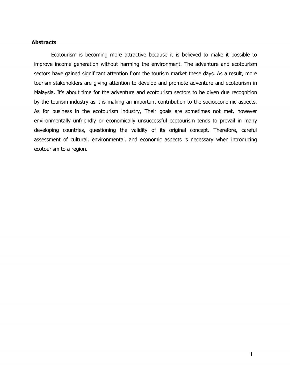 Business Plan Development - Page 1