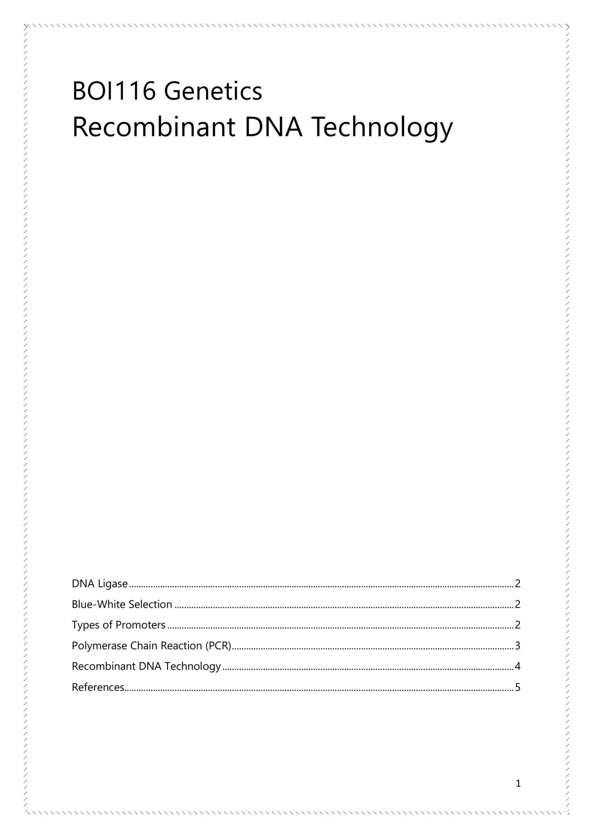 Recombinant DNA Technology	 - Page 1