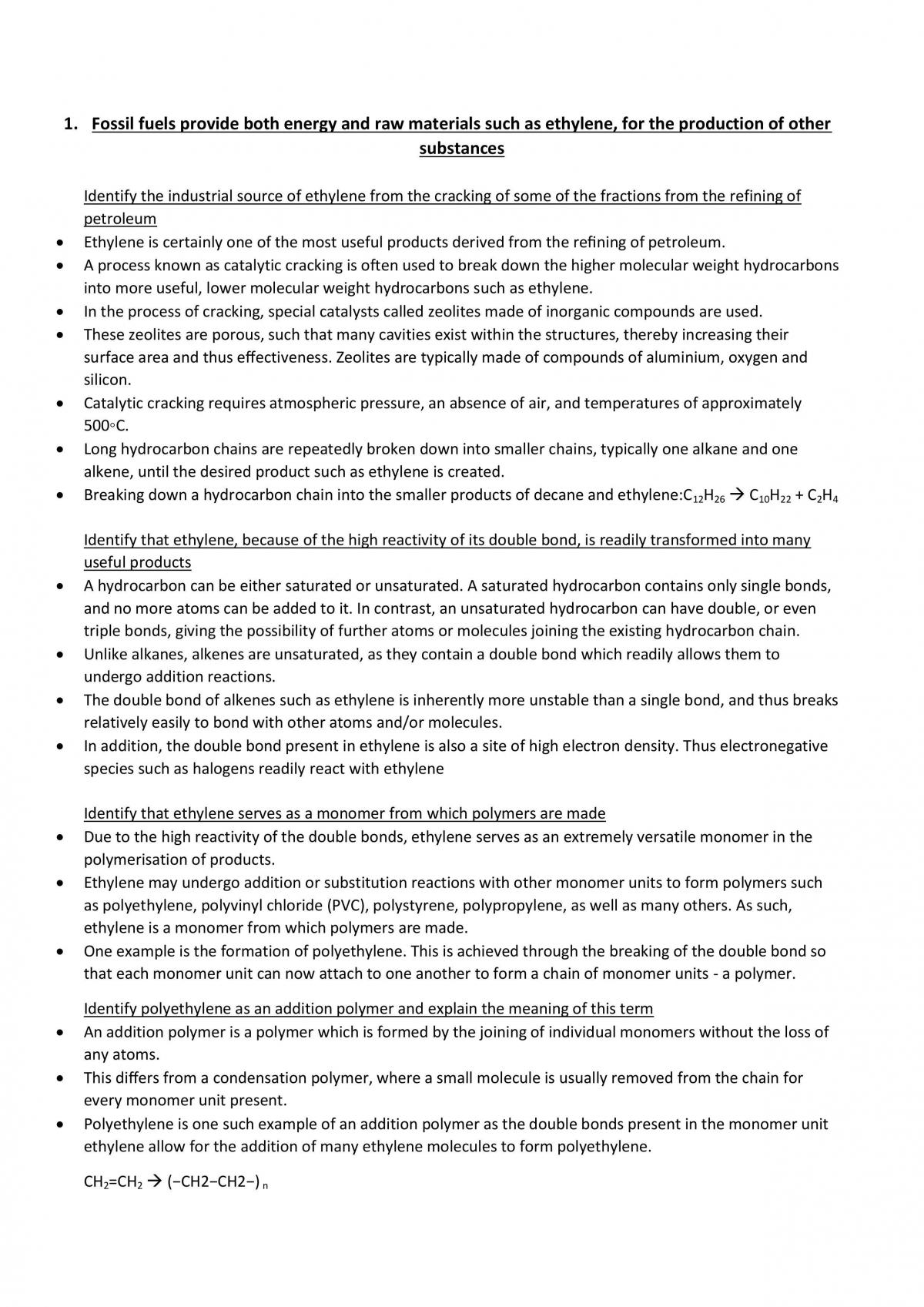 HSC Chemistry Production of Materials notes - Page 1