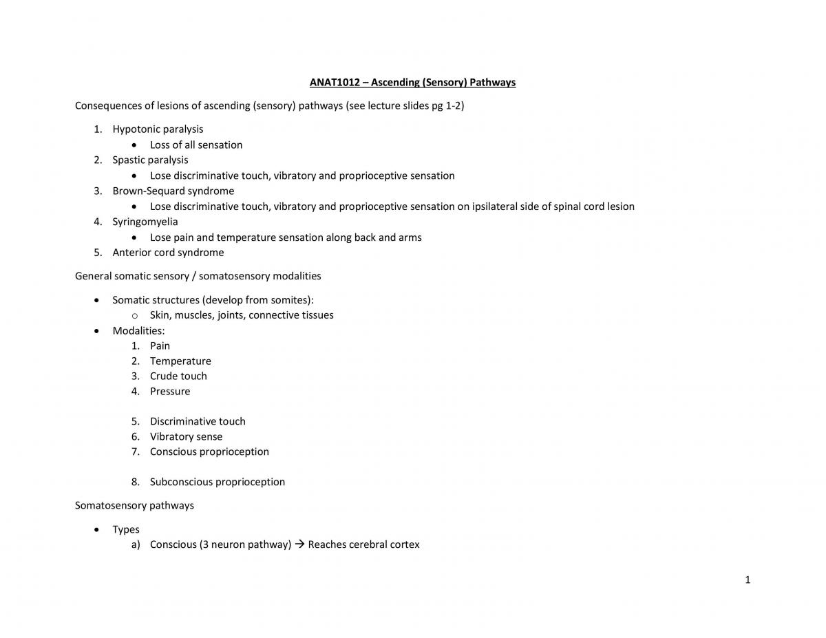 ANAT1012 - Compiled Notes - Page 1