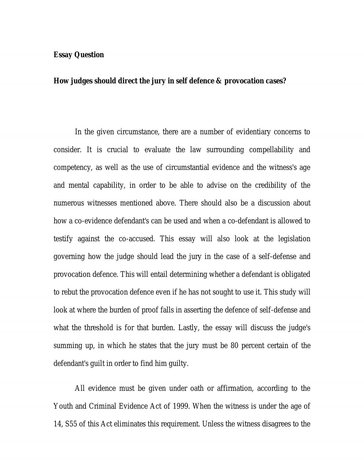 Self defence provocation essay  - Page 1