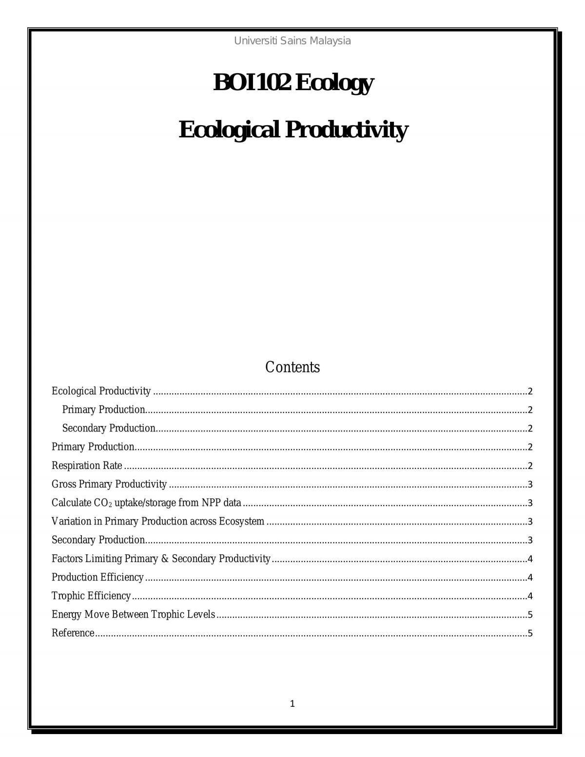 Ecological Productivity - Page 1