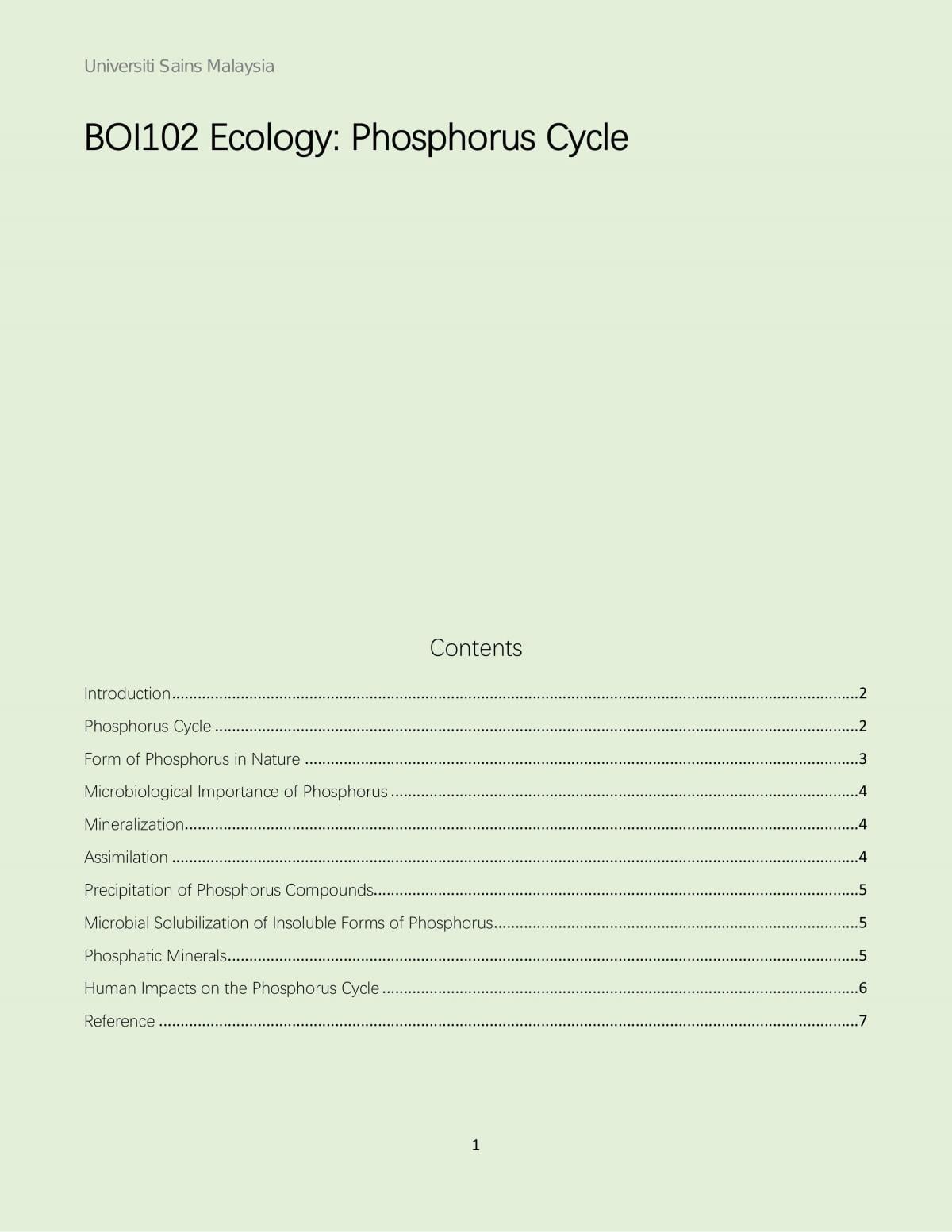 Phosphorus Cycle - Page 1