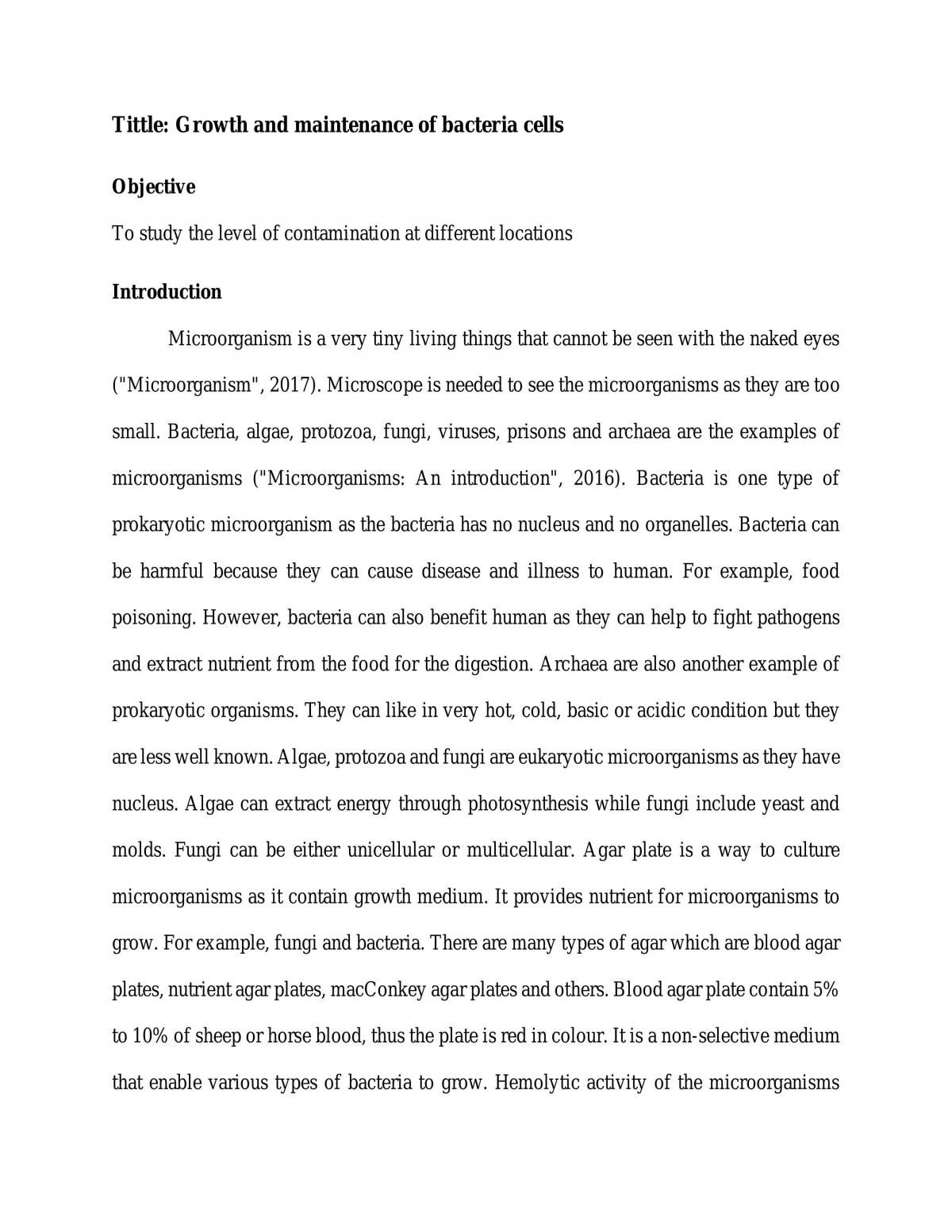 Growth and maintenance of bacteria cells - Page 1