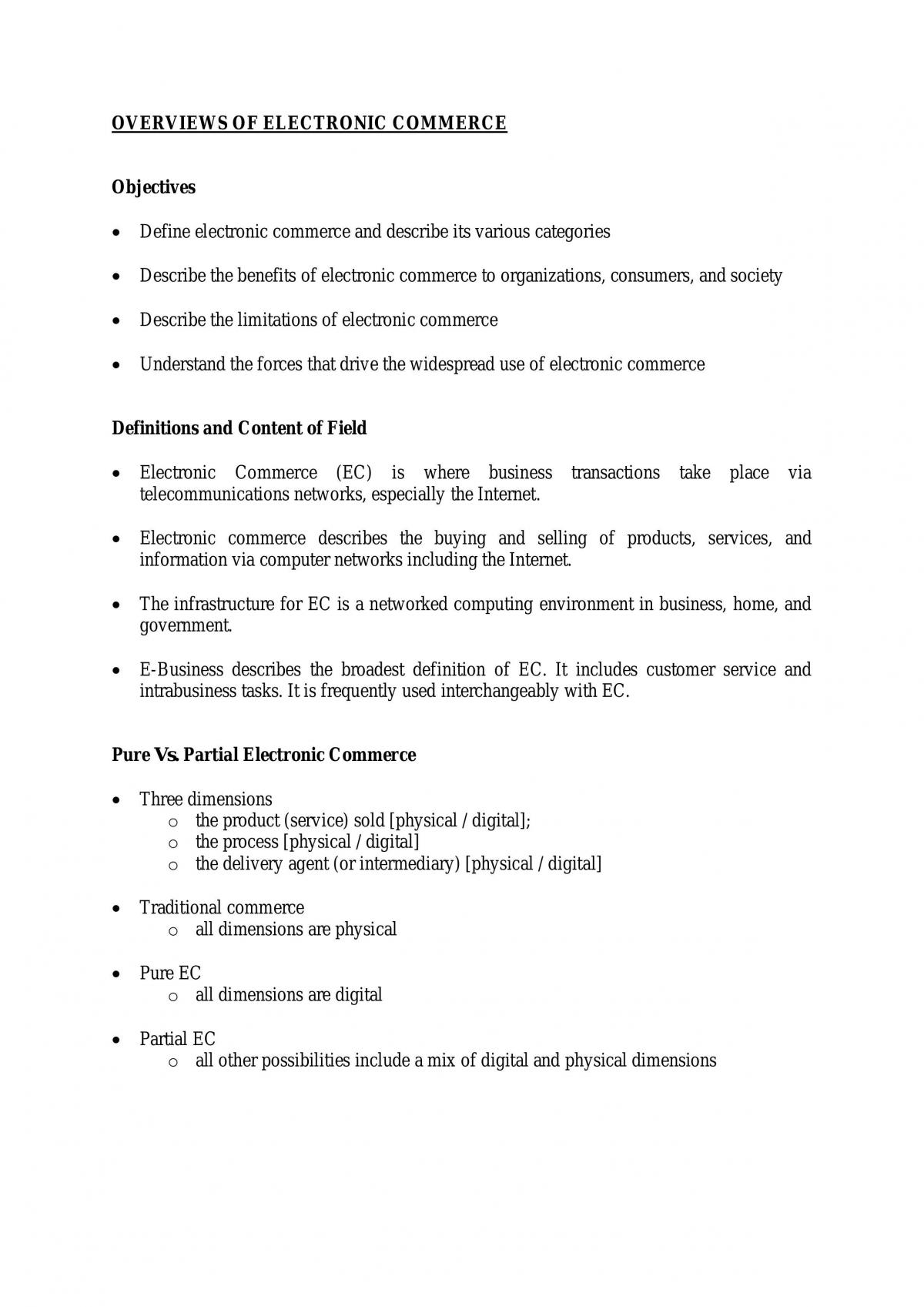 Introduction to Ecommerce study notes - Page 1