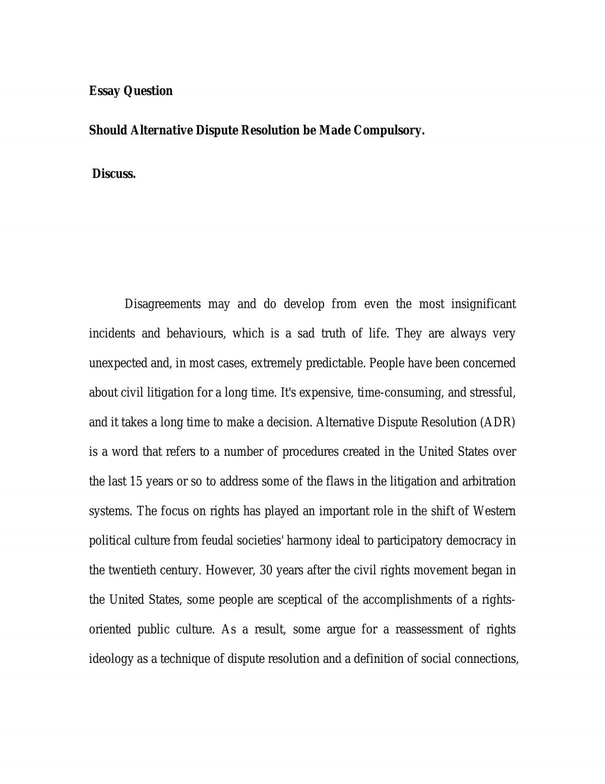 Should alternative dispute resolution be made compulsory - Page 1