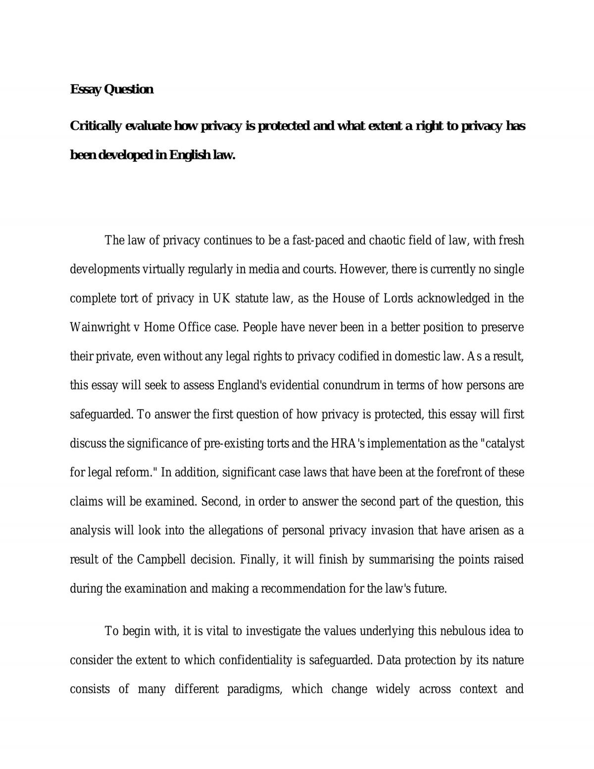 Development of right to privacy in UK - Page 1