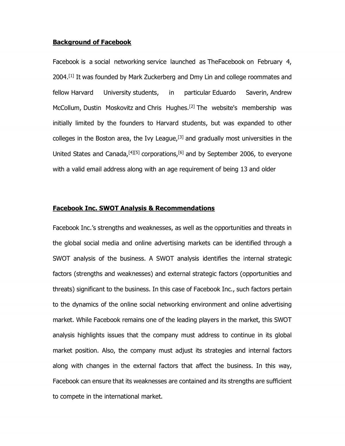 Analysis of Facebook - Page 1