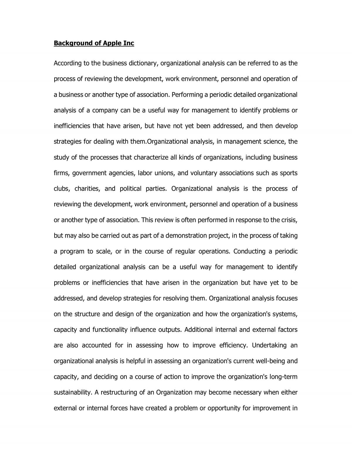 Analysis of Apple  - Page 1