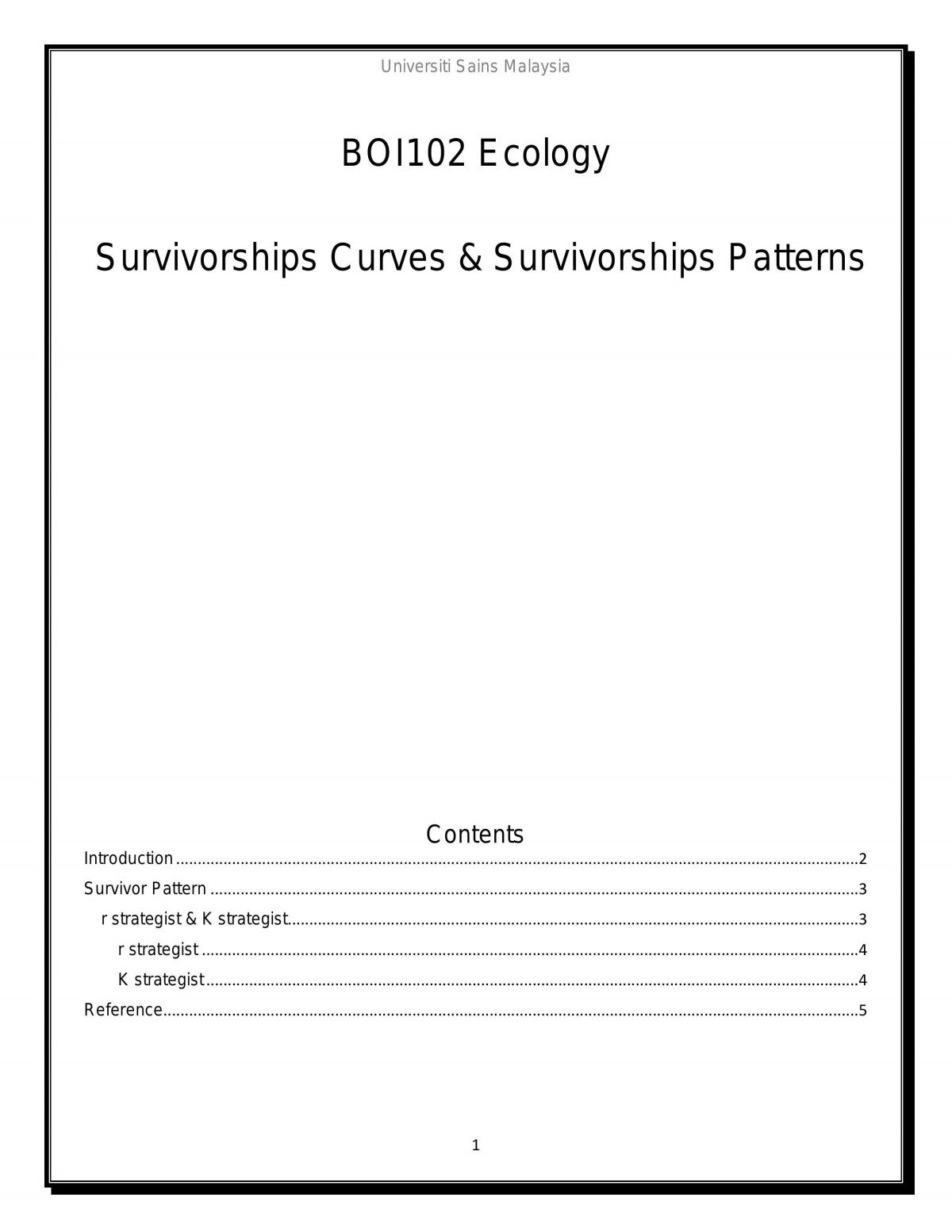 Survivorships Curves & Survivorships Patterns - Page 1