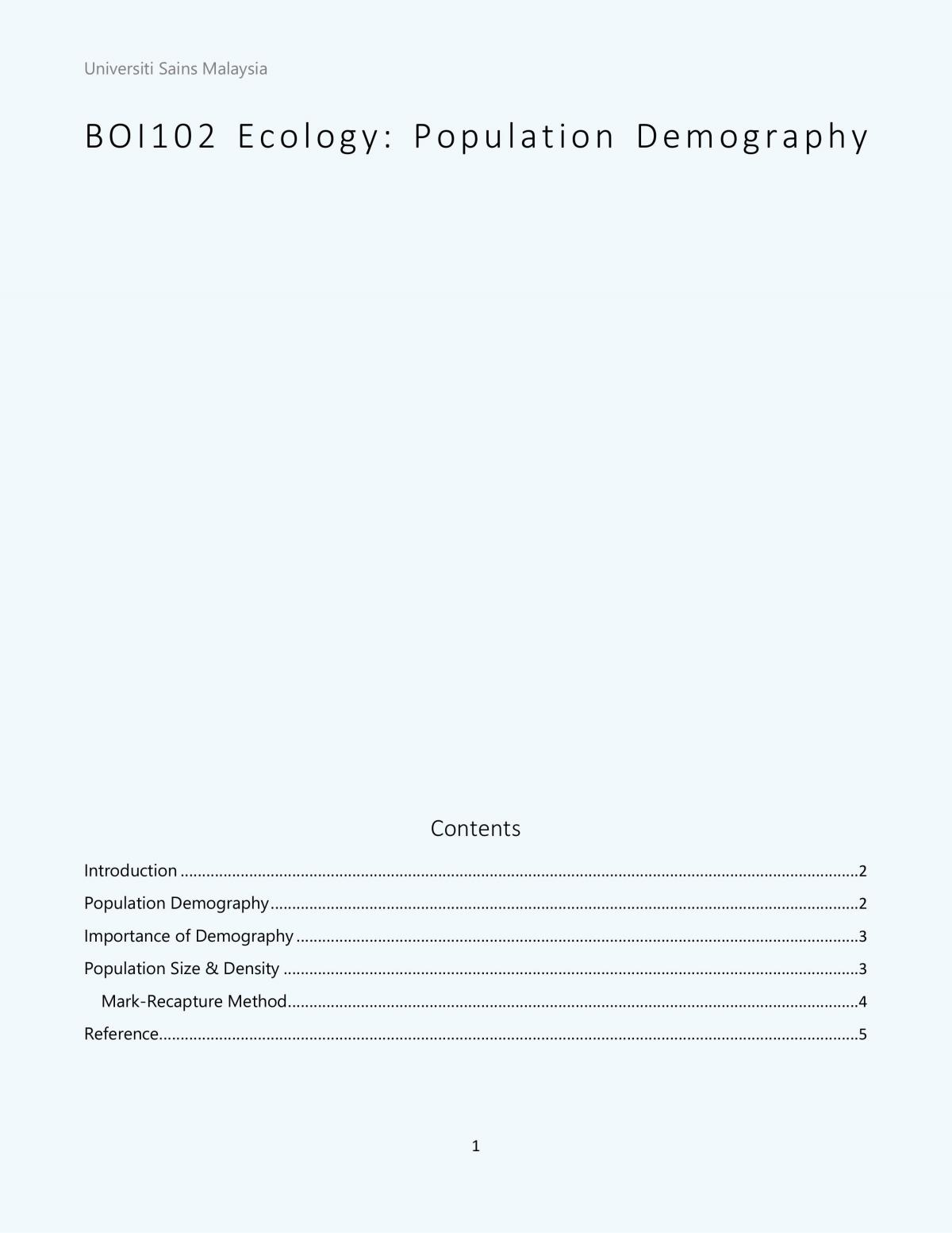 Population Demography - Page 1