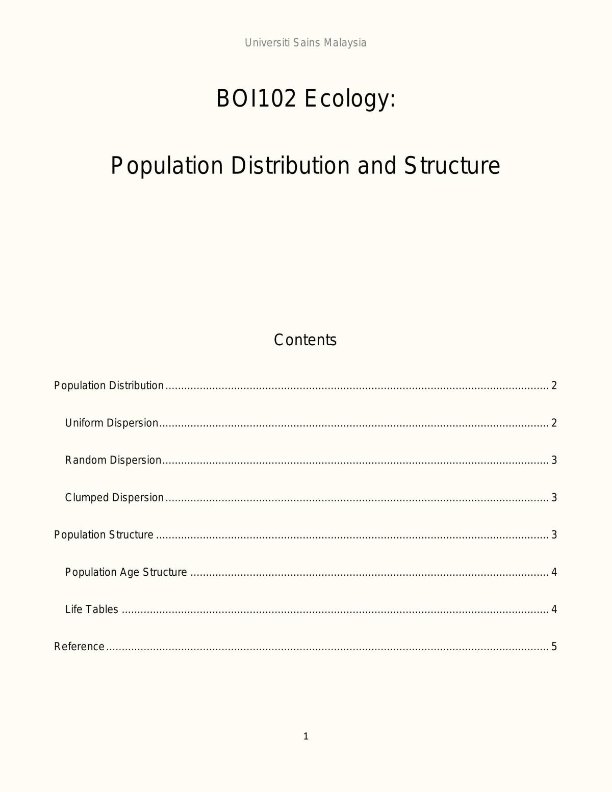 Population Distribution and Structure - Page 1