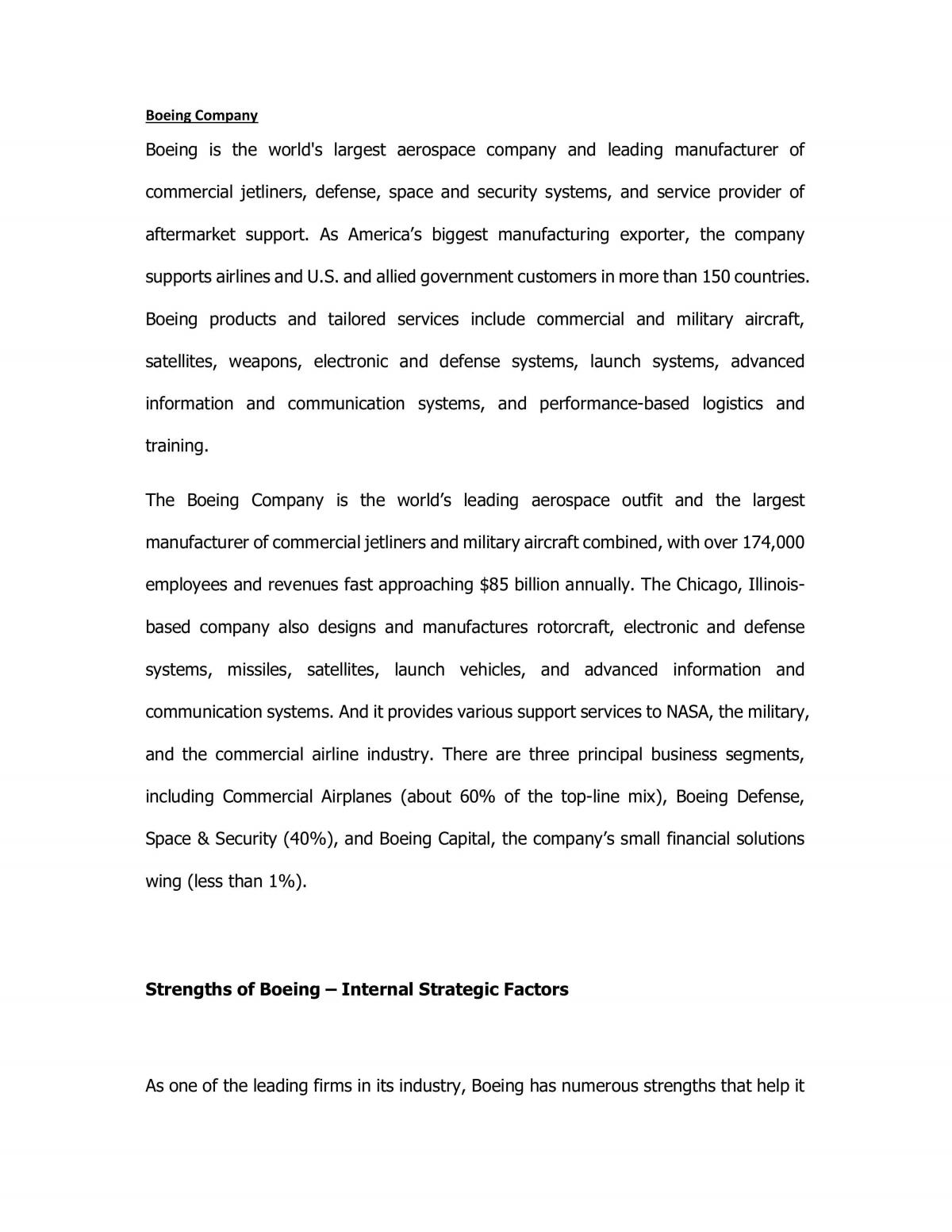 Analysis of Boeing Airline  - Page 1