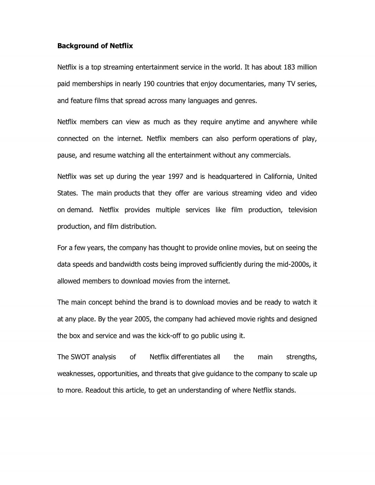 Analysis of Netflix - Page 1