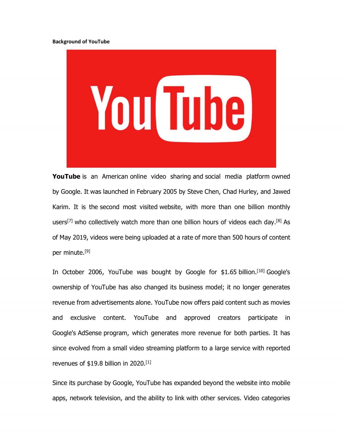 Analysis of YouTube - Page 1