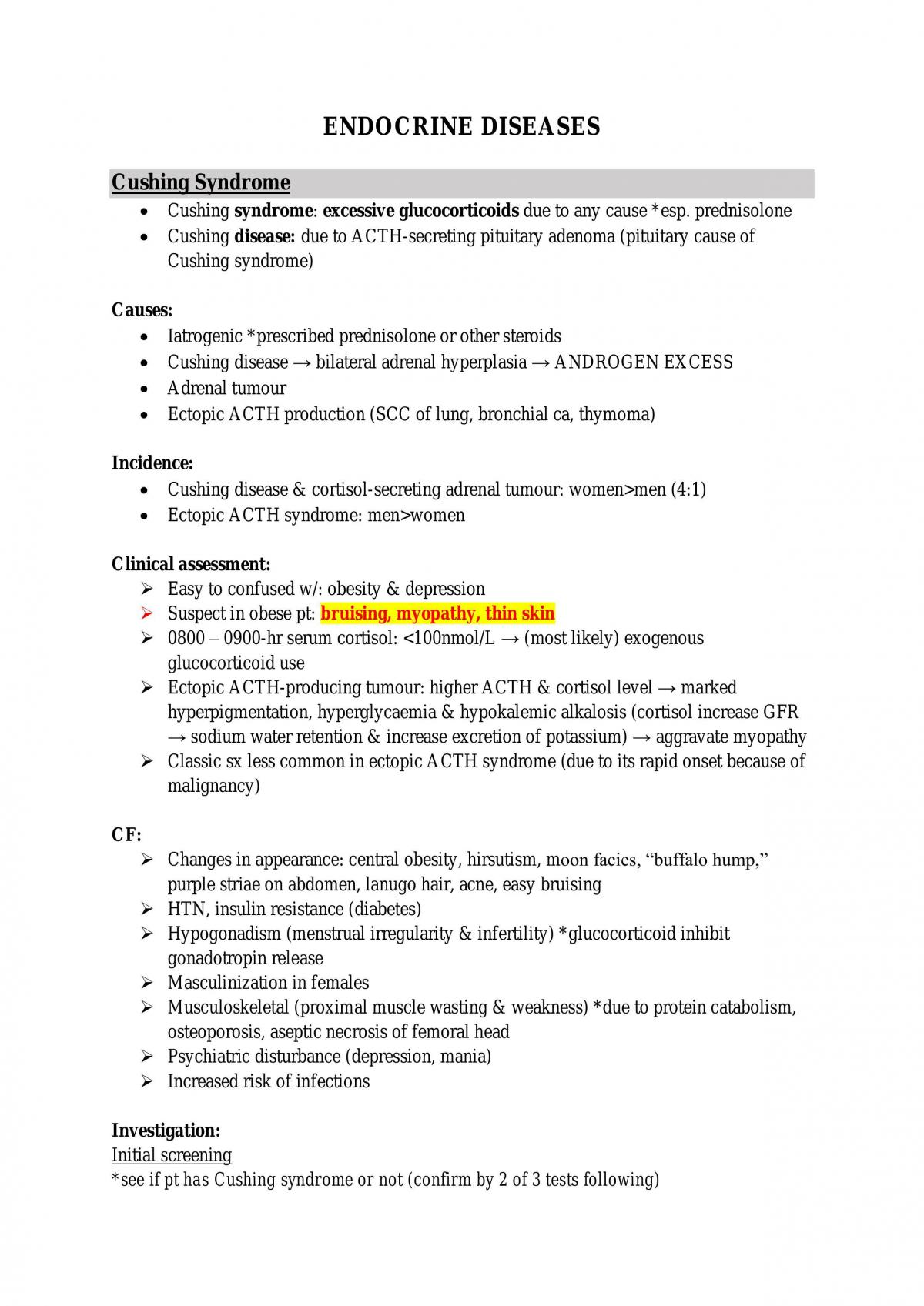 Endocrine Diseases Notes - Page 1