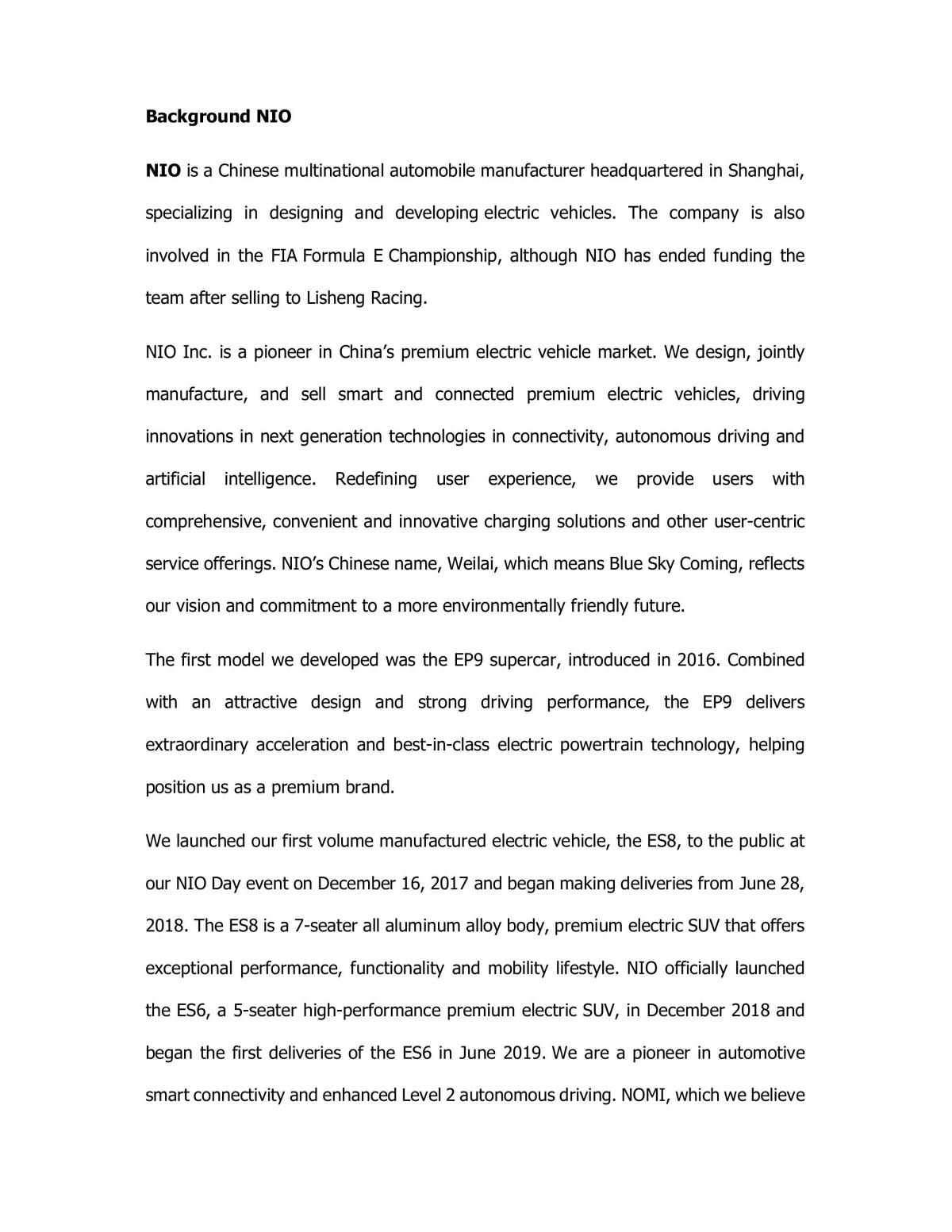 Analysis of Nio - Page 1