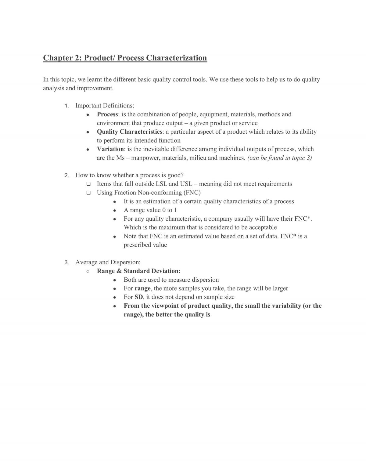 IE2130 Quality Engineering Notes - Page 1