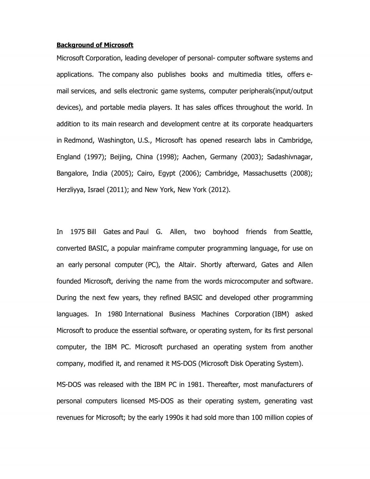 Analysis of Microsoft Corporation - Page 1