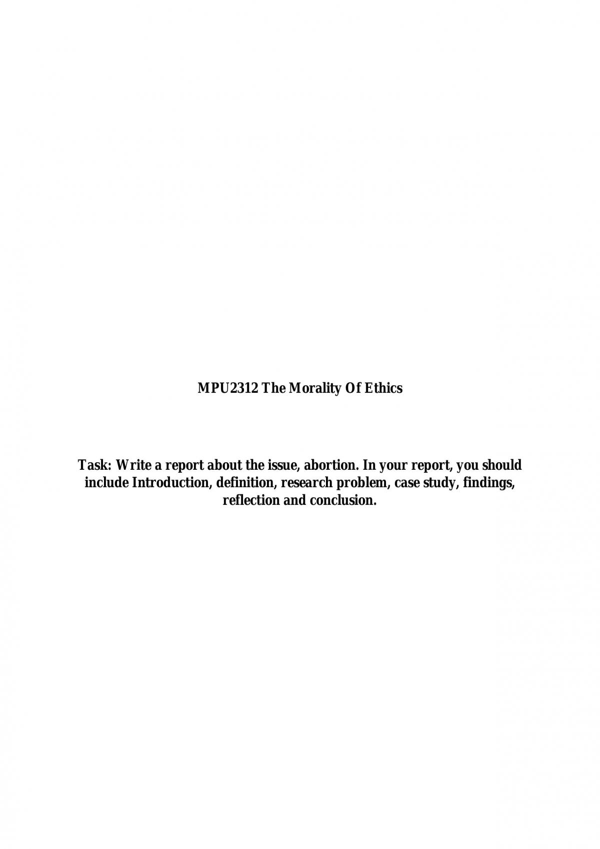 Report discussing on abortion issue.  - Page 1