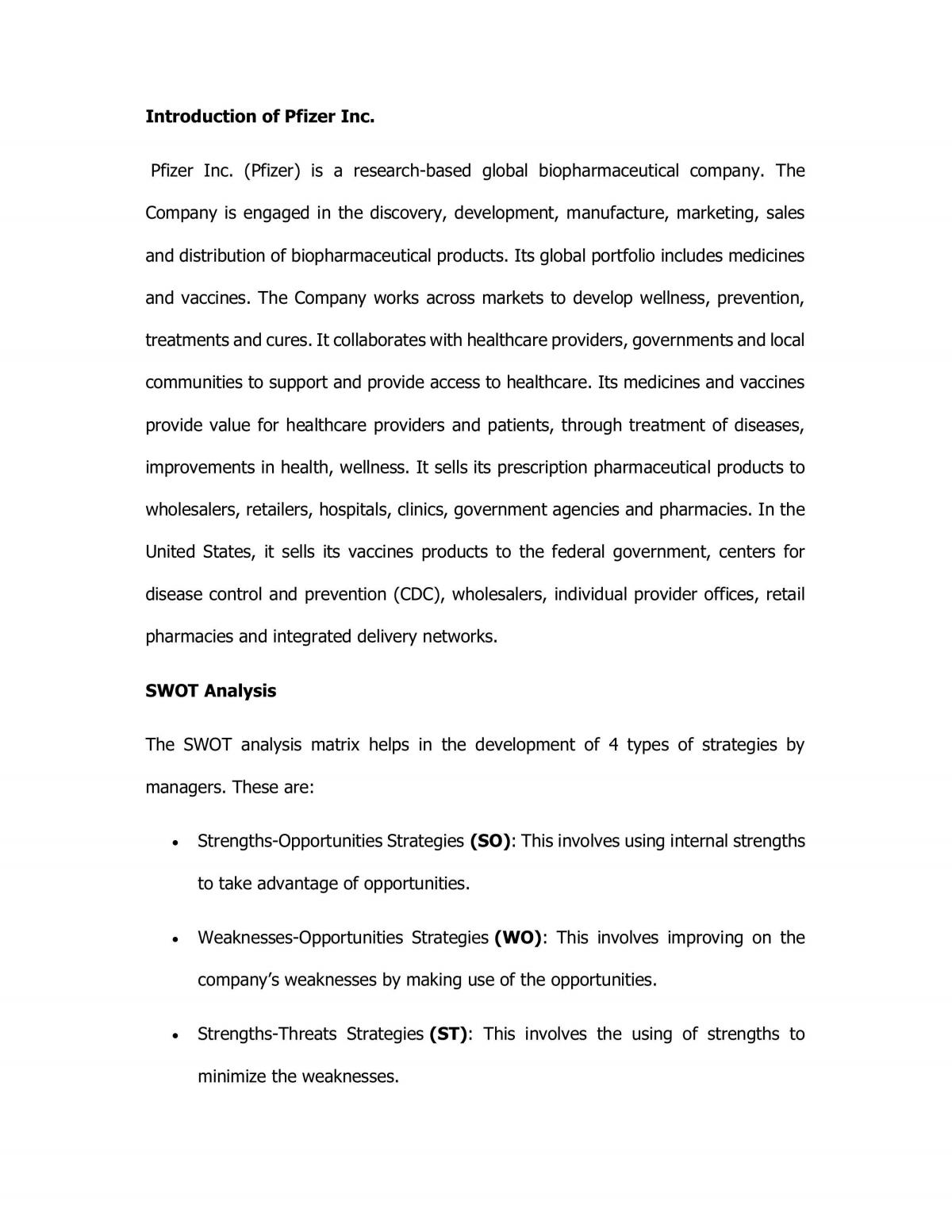 Analysis of Pfizer Inc - Page 1