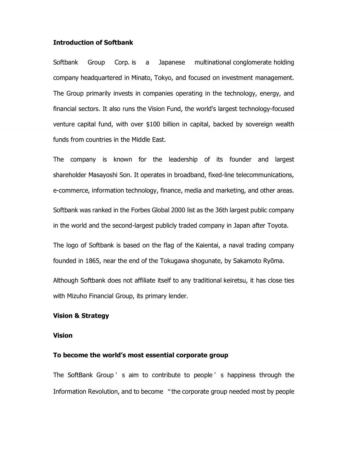 Analysis of Softbank Group Corp - Page 1