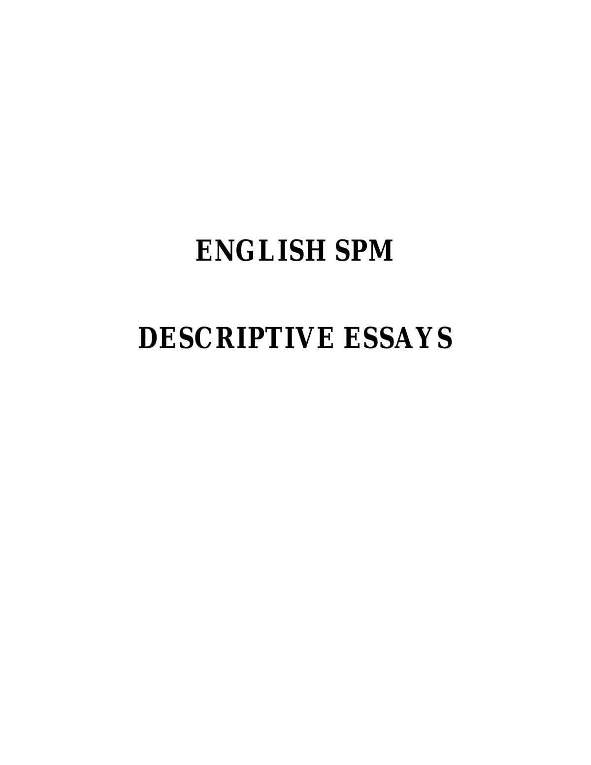 Descriptive Essays - Page 1