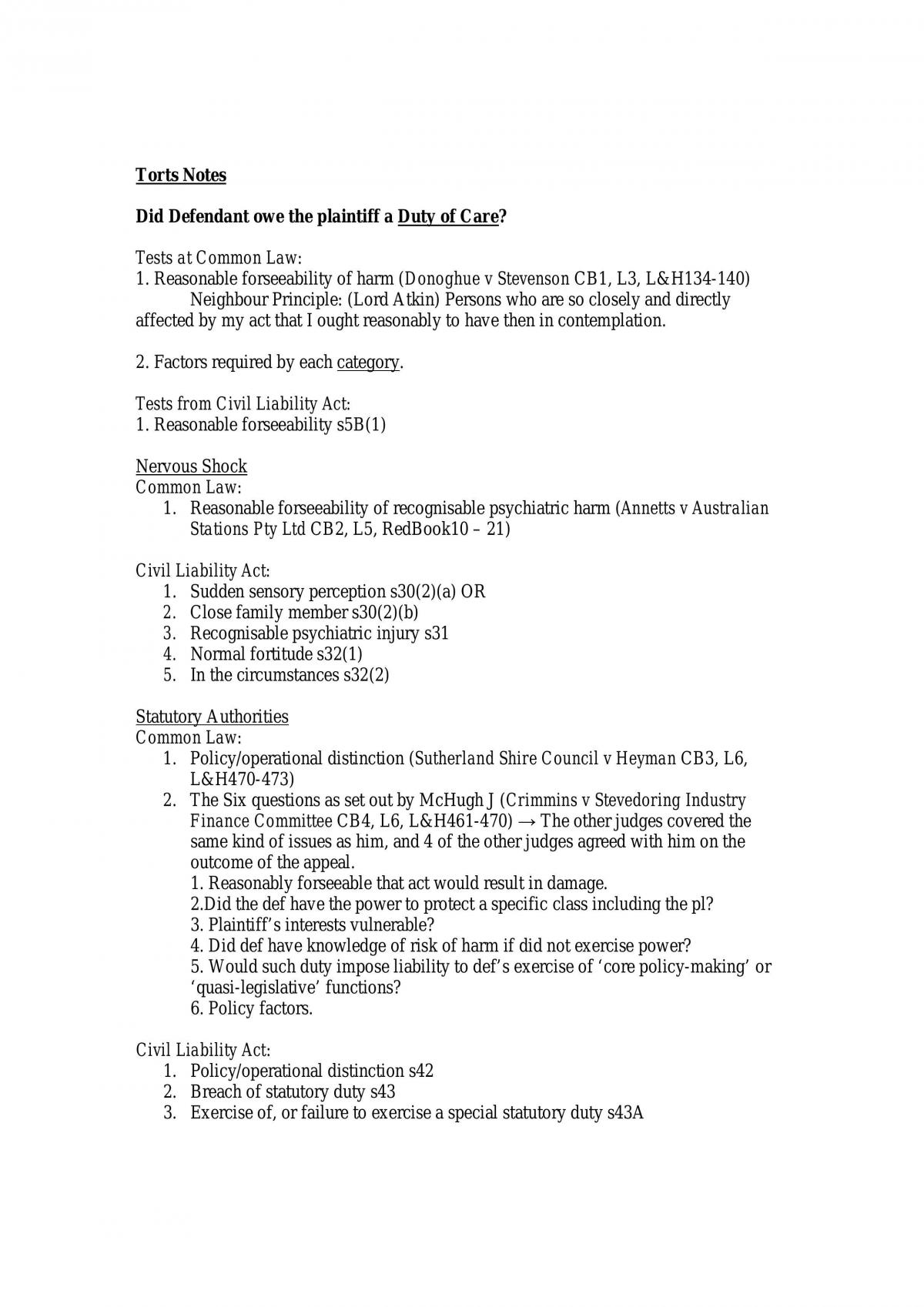 Complete Torts Notes - Page 1