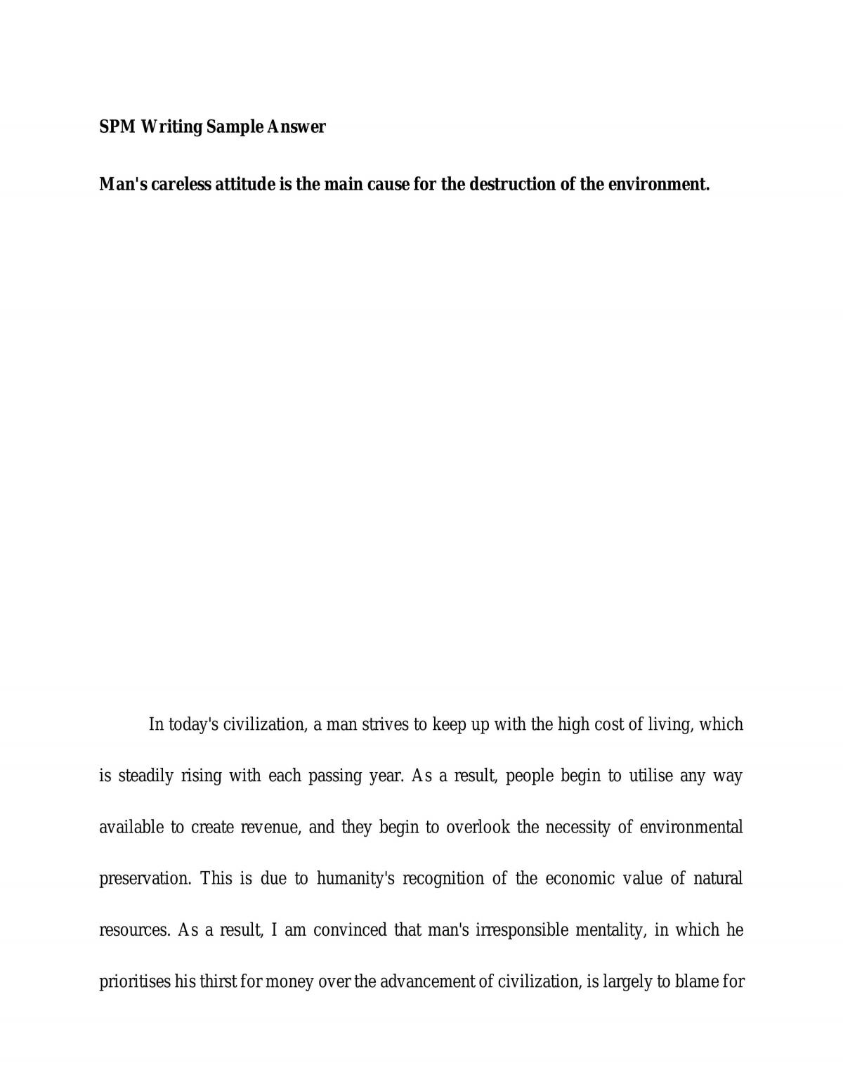 Destruction of the environment essay - Page 1