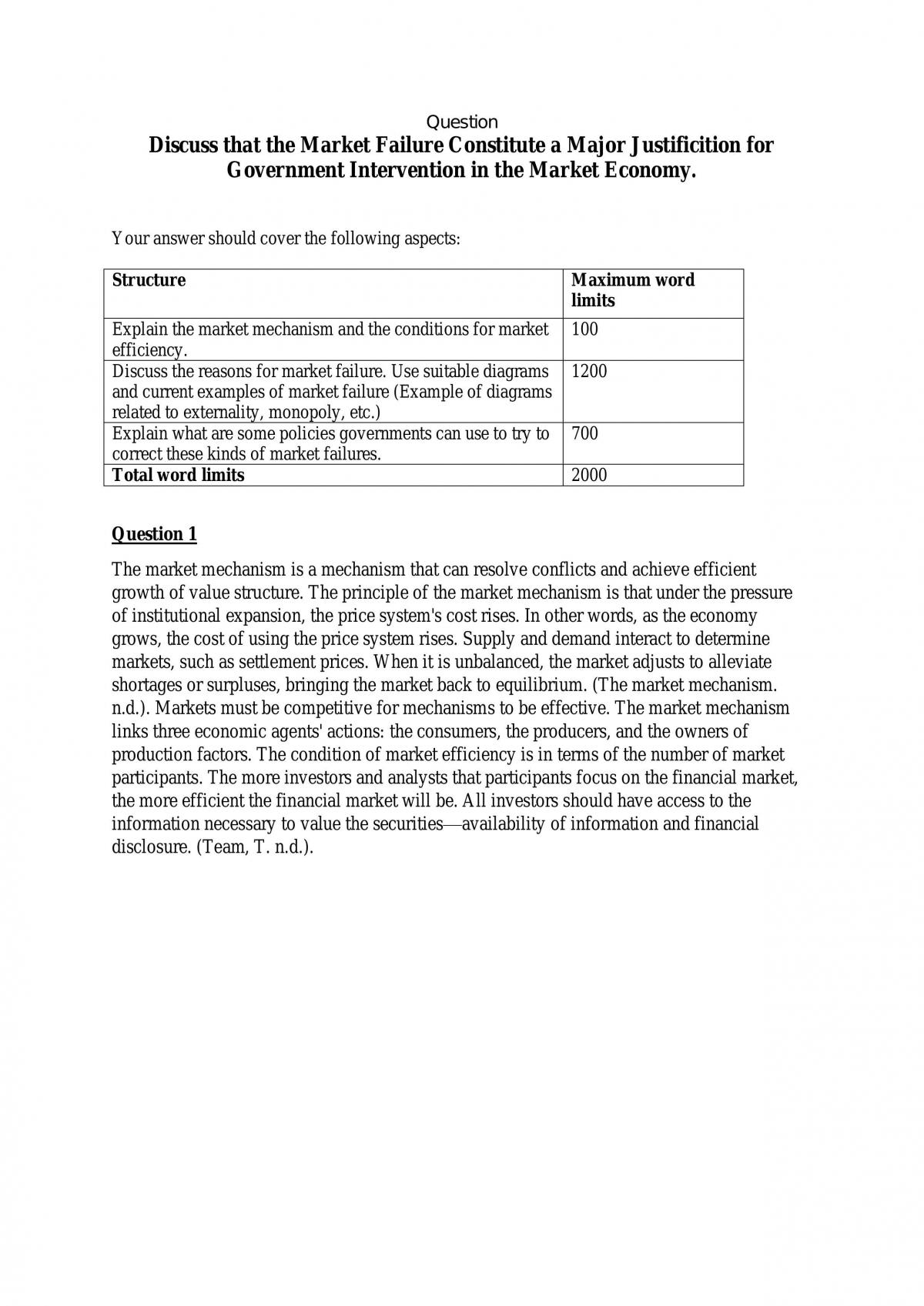 D2ECO110 Microeconomics Final Assignment - Page 1