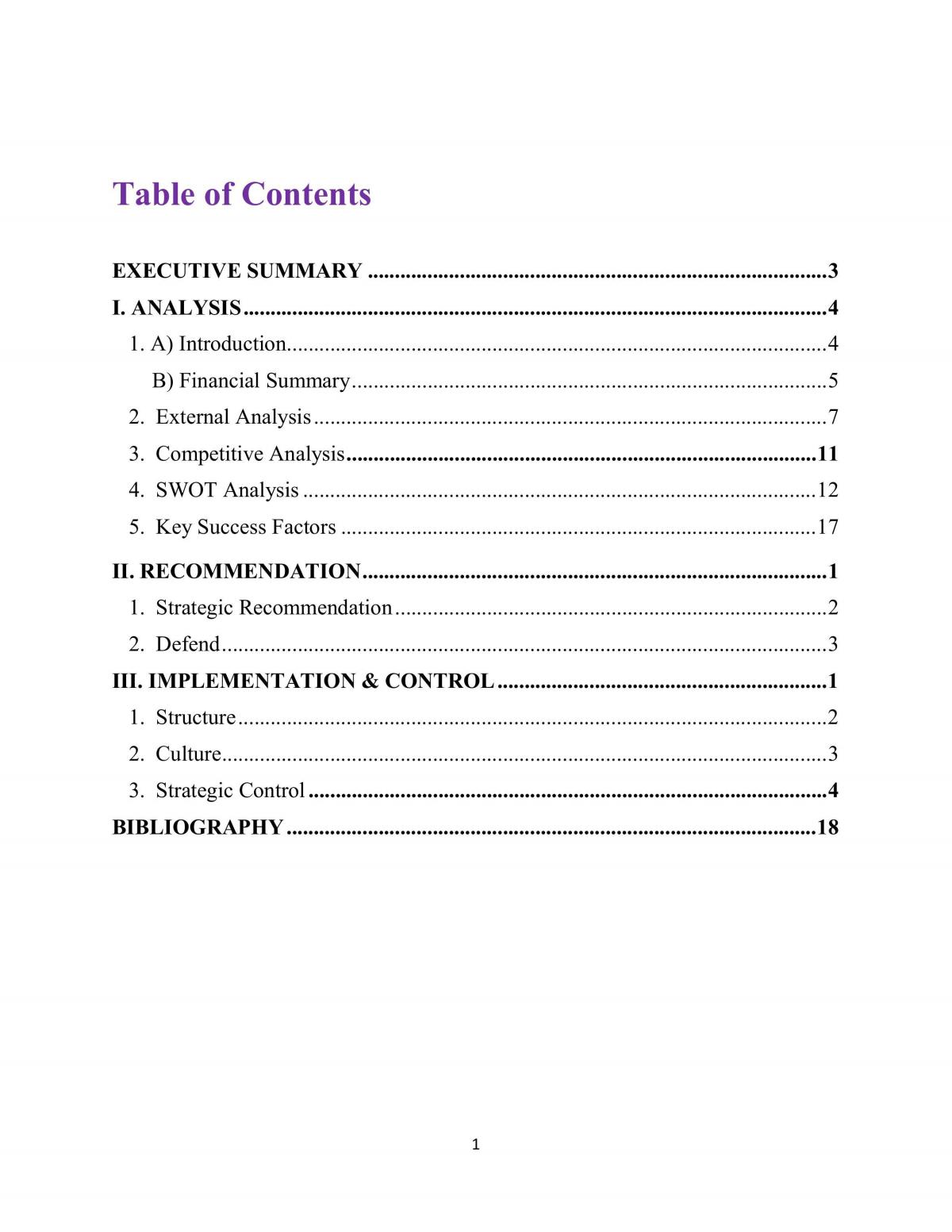 Analysis of  FedEx  - Page 1