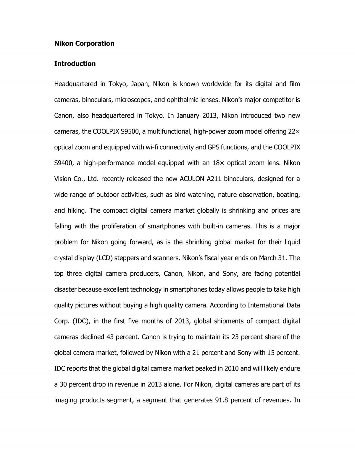 Analysis of Nikon Inc - Page 1