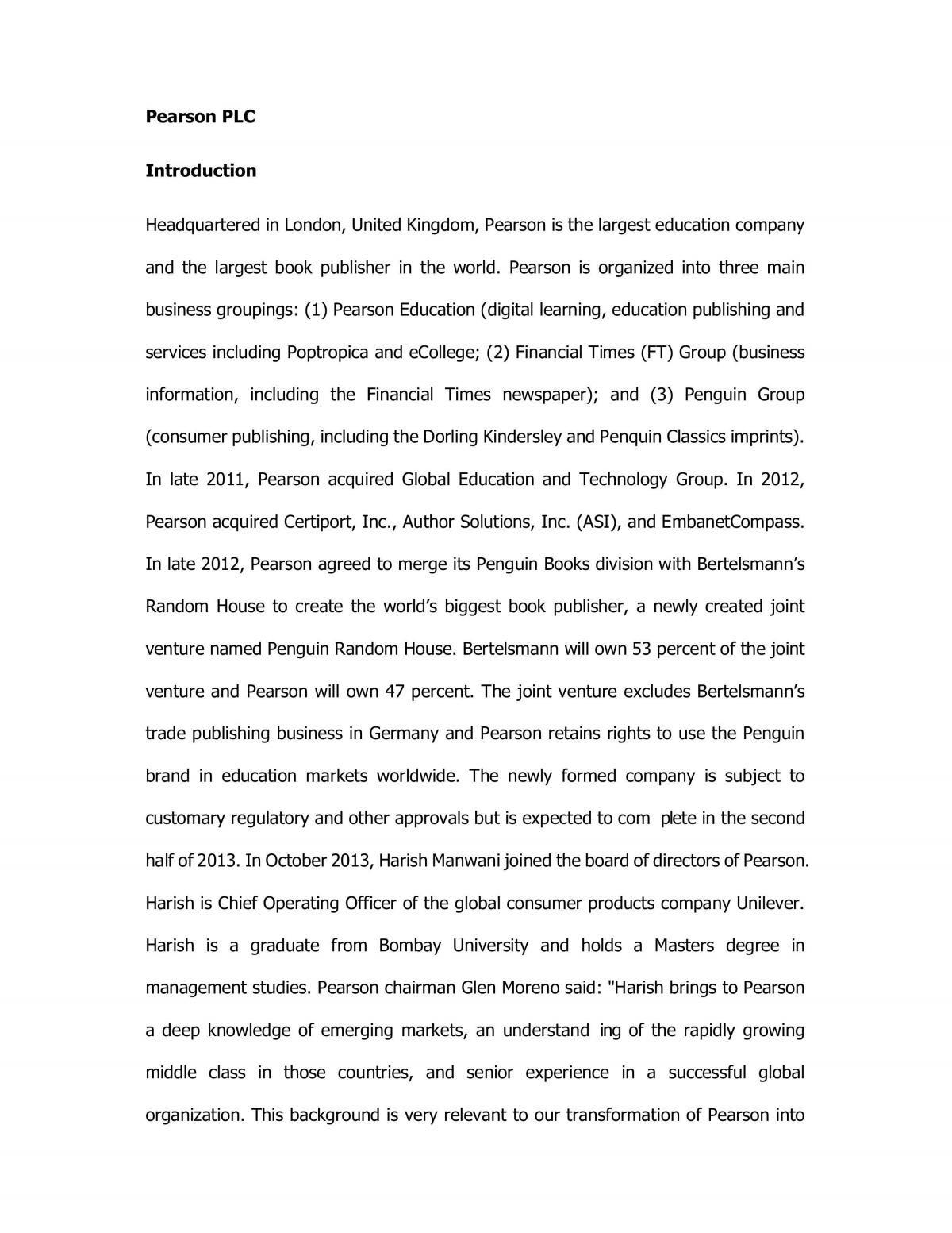 Analysis of Pearson PLC - Page 1