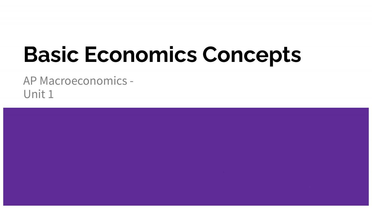 AP Macroeconomics Basic Economic Concepts - Unit 1 - Page 1