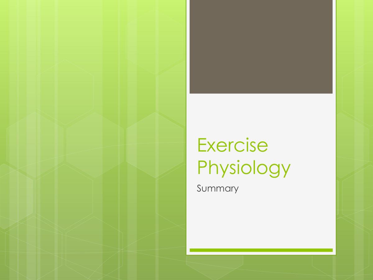 Exercise Physiology Study Notes - Page 1