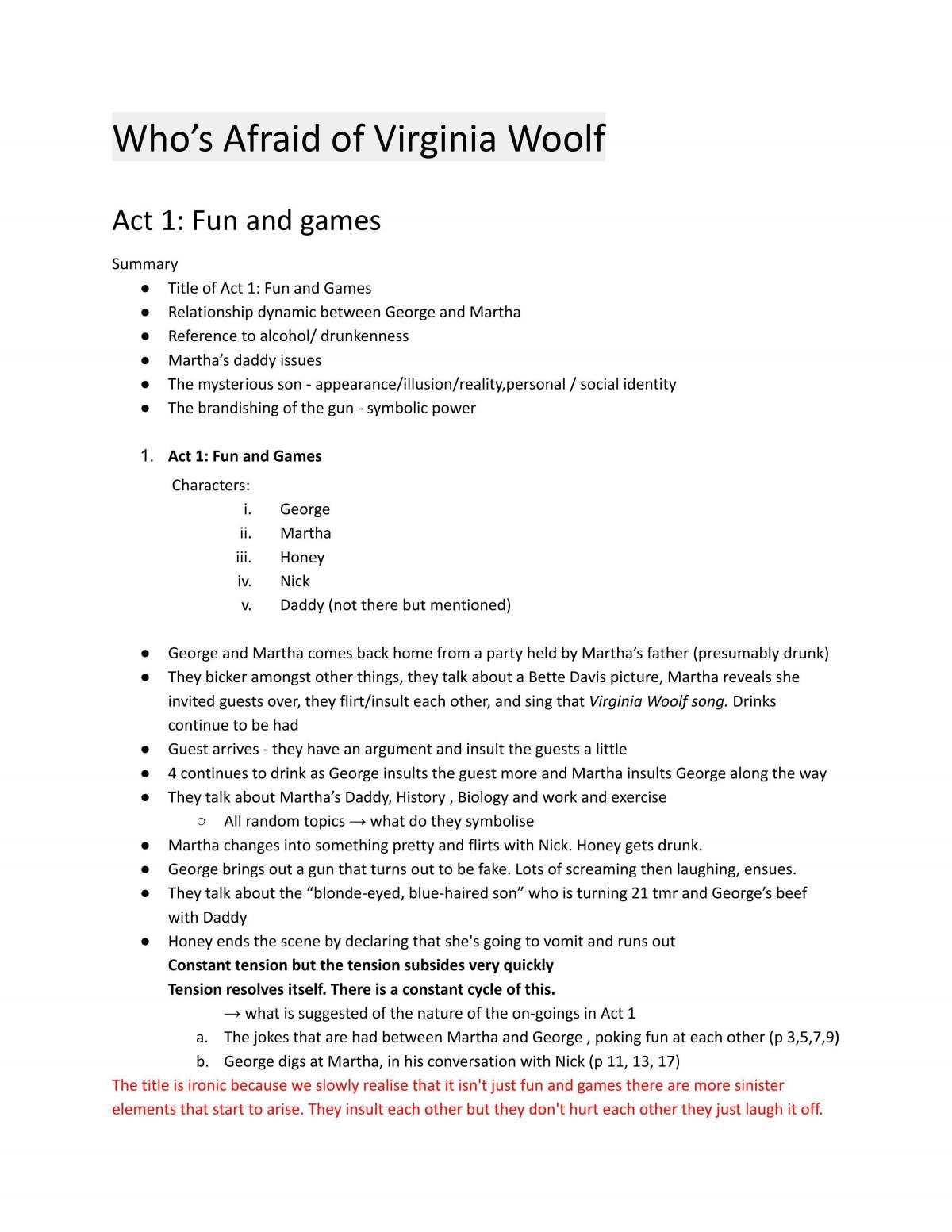Literature paper 3 - Ariel and Who's Afraid of Virginia Woolf  - Page 1