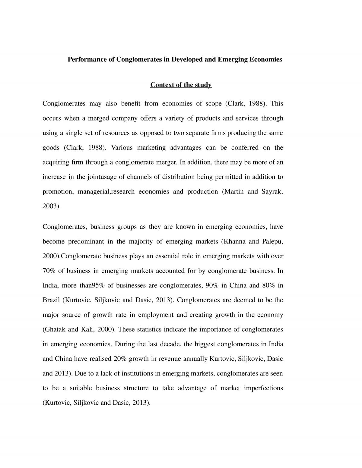 Performance of Conglomerates - Page 1