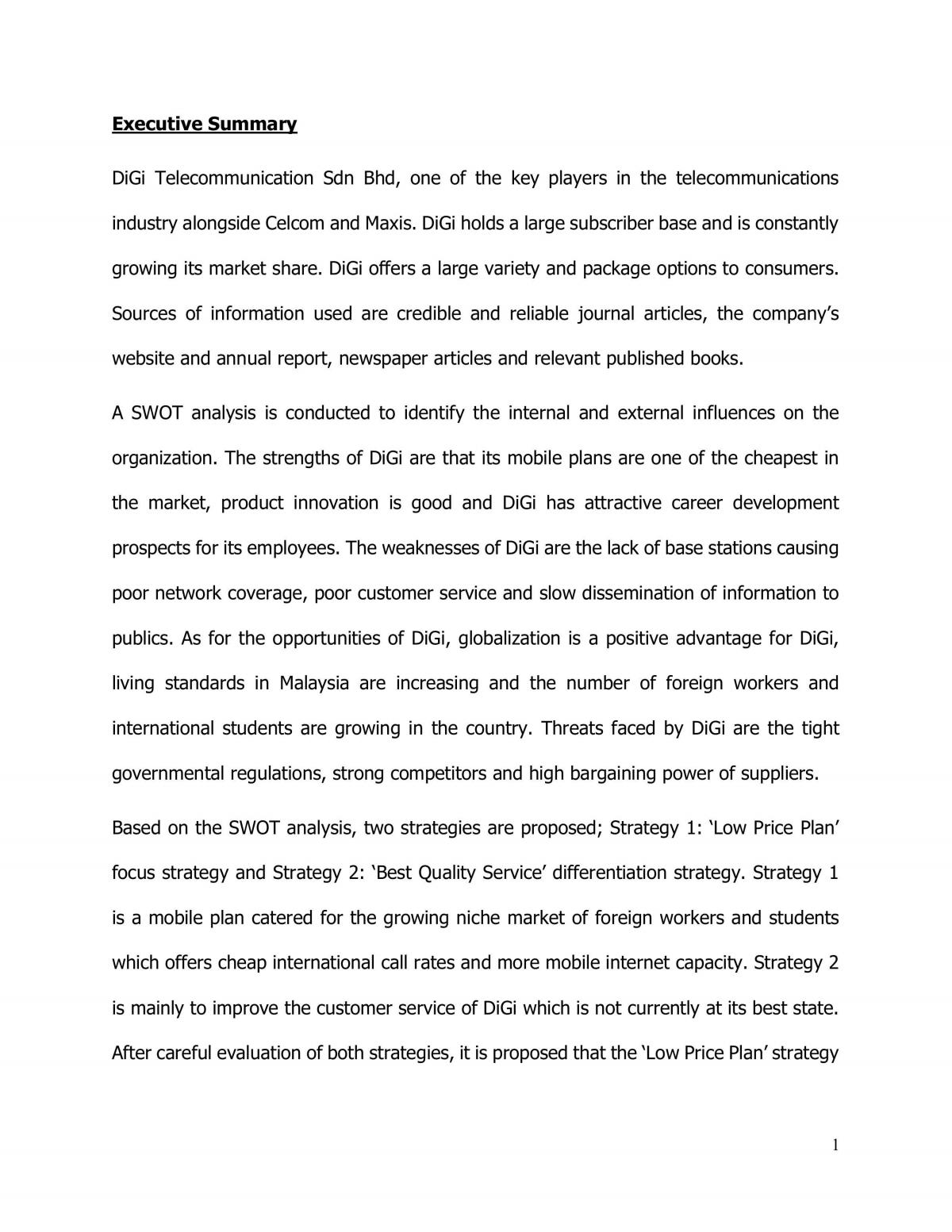 Analysis of Digi Telecomunication - Page 1