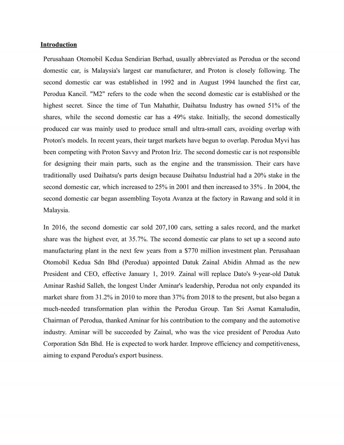 Essay of Basic Management Principles for Perodua  - Page 1