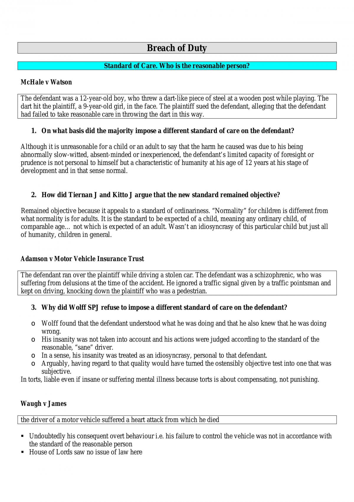 Summary Of Cases - Page 1