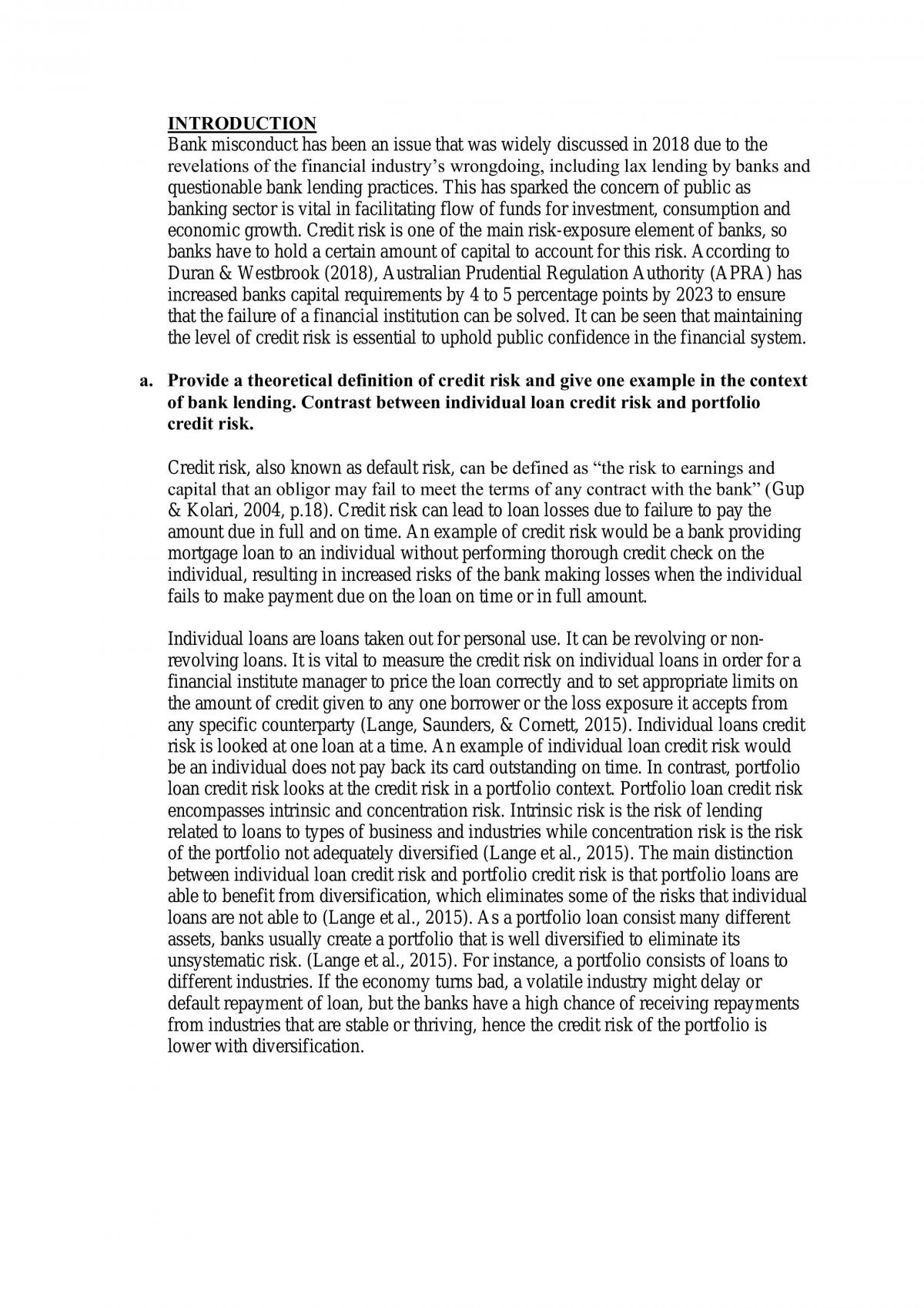 Assignment on credit risk  - Page 1