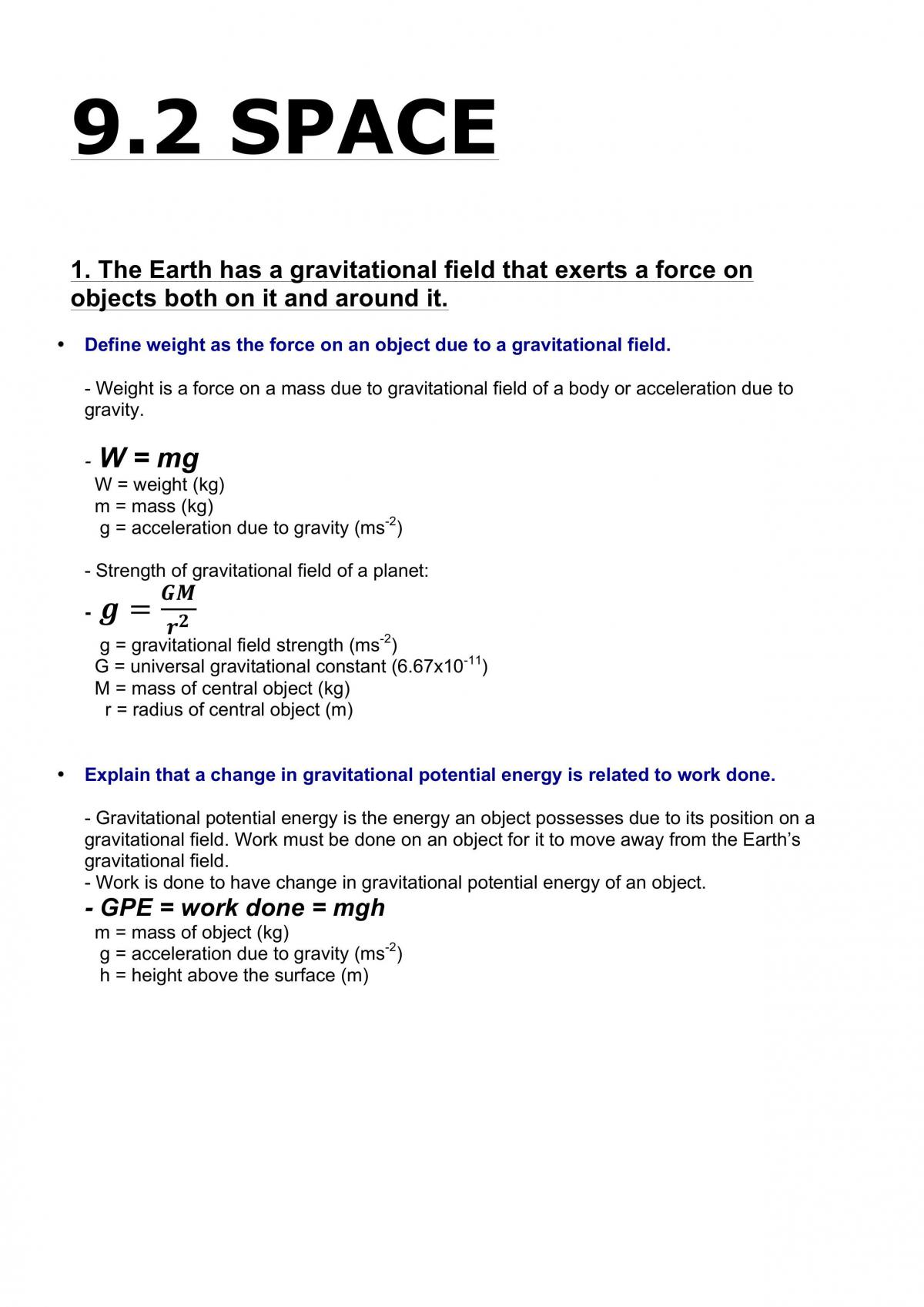 HSC Physics - Space - Page 1