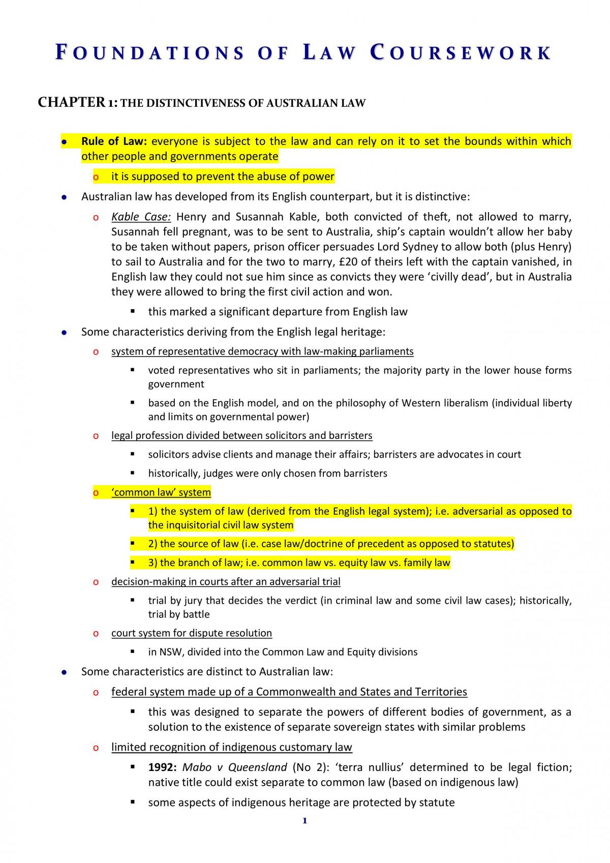 Class Notes for LAWS1052 - Page 1